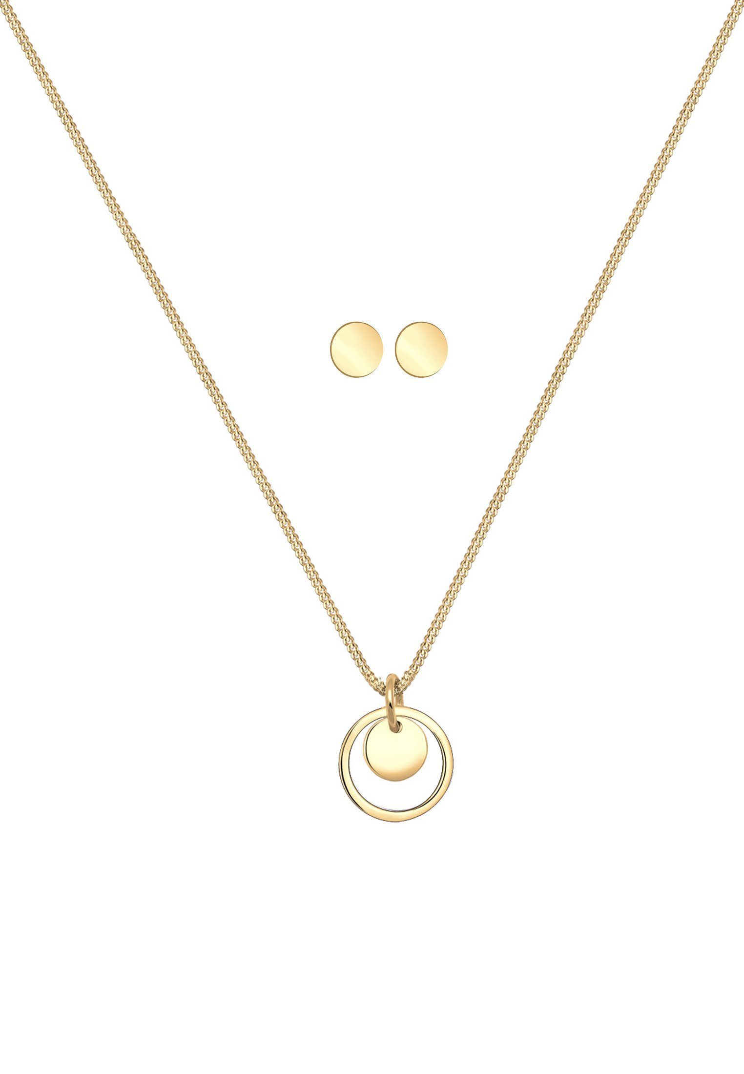 Elli Schmuckset Rund Plättchen Kette Ohrstecker günstig online kaufen