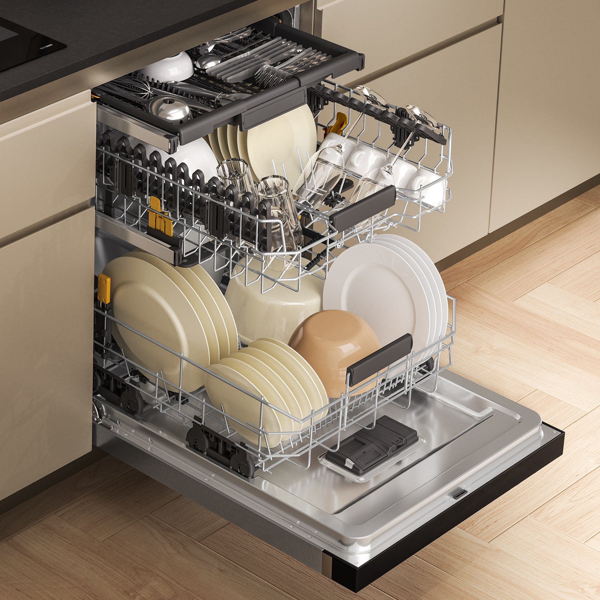 Whirlpool Unterbaugeschirrspüler W7U HS31 X, 15 Maßgedecke, Vollwasserschutz, Spaceplus, Silent Option, Glasscare