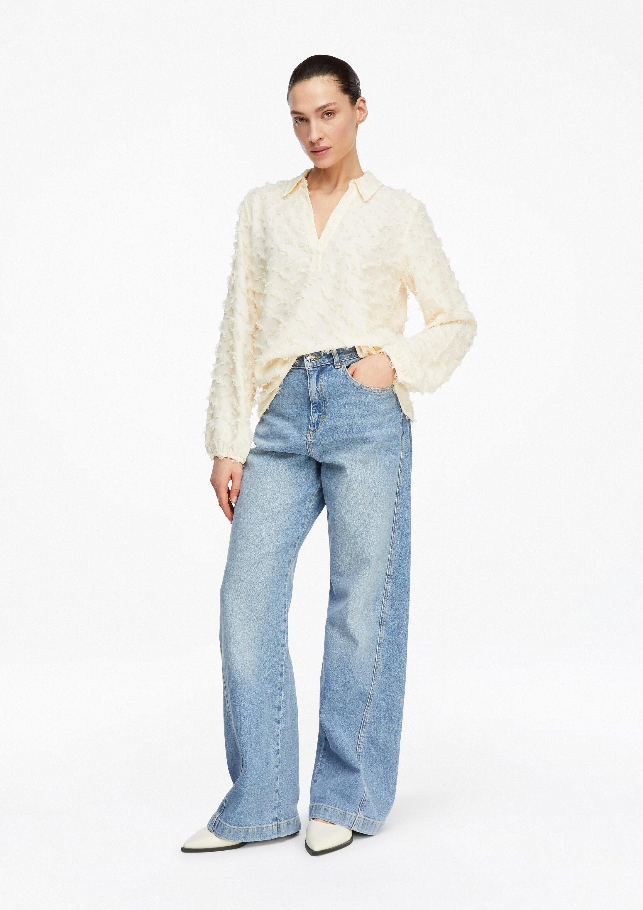 comma Langarmbluse Bluse Jacquard-Bluse mit 3-D-Struktur