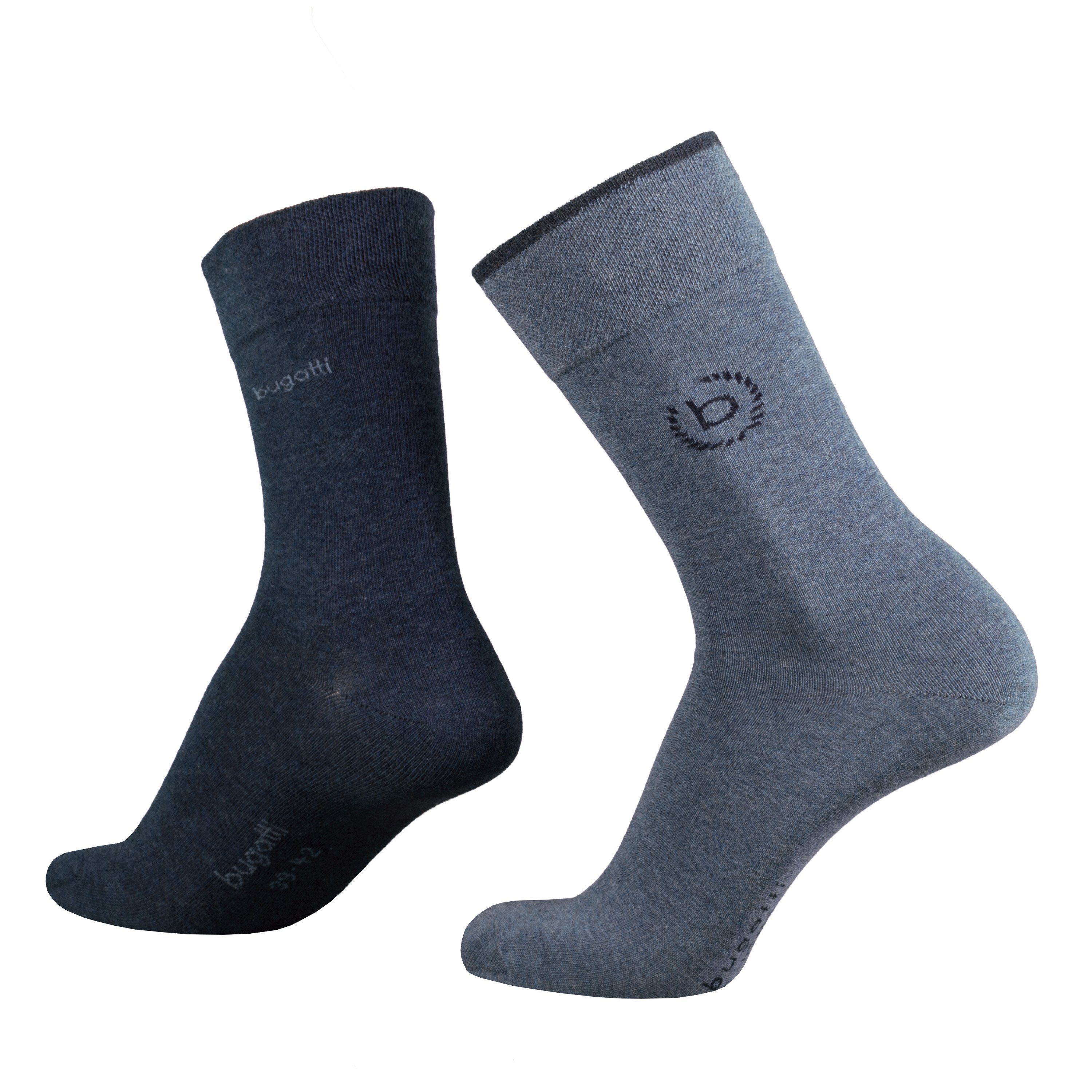 bugatti Socken 6762434046 bugatti Herren 2er Pack logo + uni basic hell-blau meliert