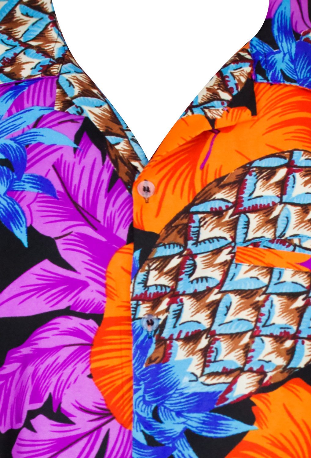 King Kameha Hawaiihemd Pineapple Hibiscus Funky Hawaii-Hemd Kurzarm Front-Tasche Unisex