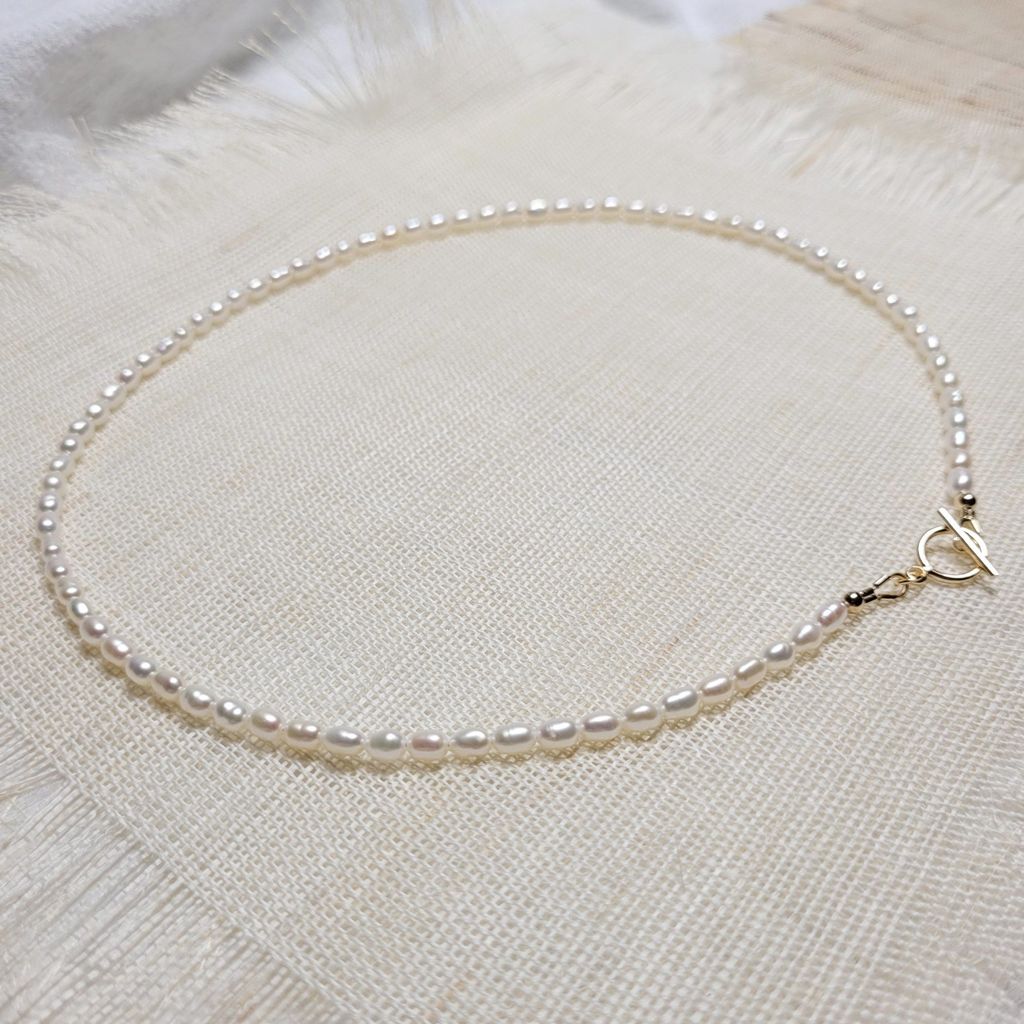 GOLDEN Perlenkette Gold Kette aus Süßwasserperlen, elegante Perlenkette, Ge günstig online kaufen