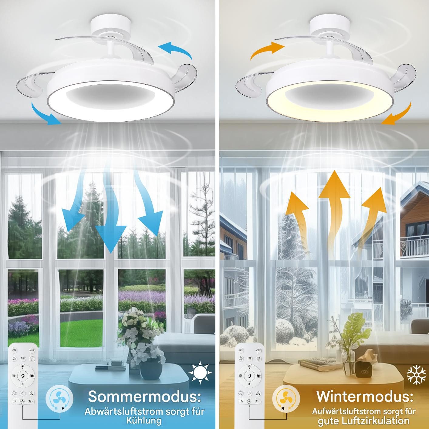 LEENON Deckenventilator Deckenleuchte,Leise Deckenventilator 6 Geschwindigk günstig online kaufen