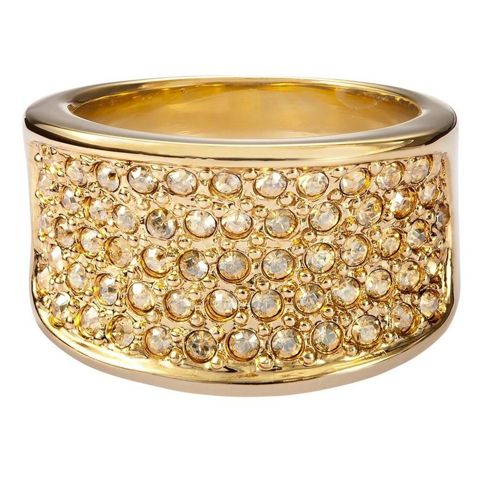 Pippa & Jean Fingerring gelbgold, verziert mit Kristallen von Swarovski®,  Messing gelbvergoldet