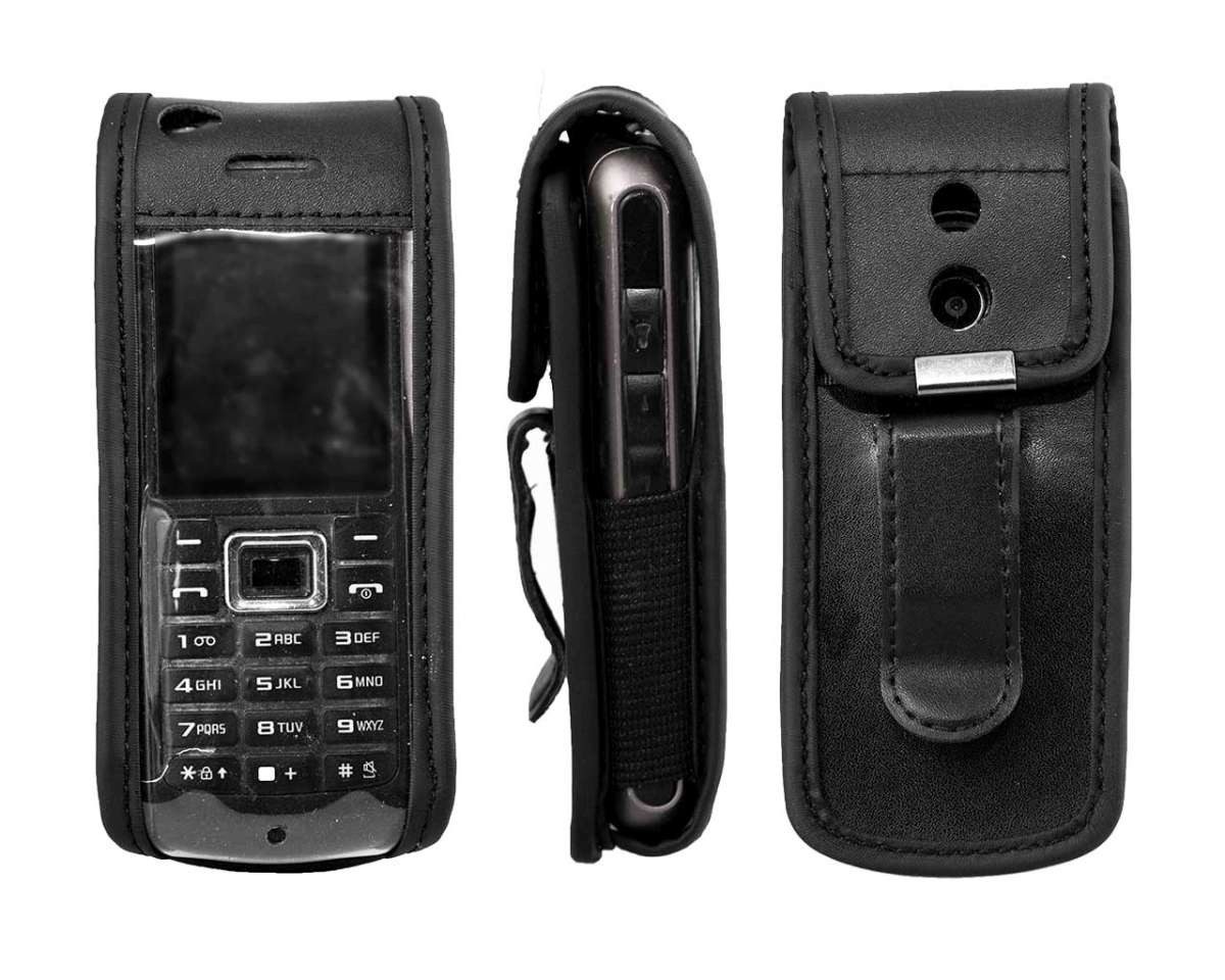 Handytasche Ledertasche für Samsung GT-B2100, mit Gürtelclip schwarz, Echtleder