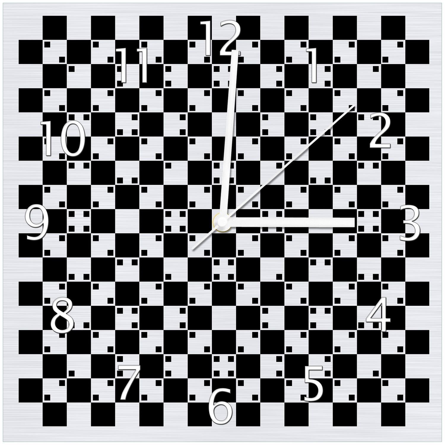 Wallario Wanduhr Optische Täuschung - Illusion - schwarz weiß II (Aluverbunduhr)