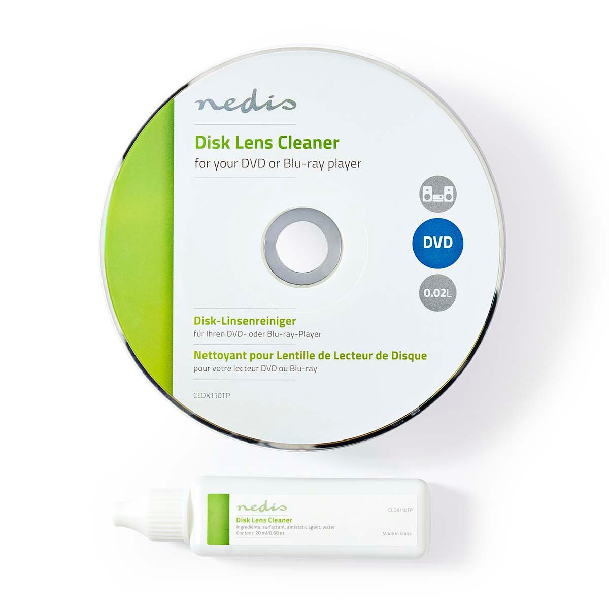 Nedis Reinigungs-CD CLDK110TP, CD/DVD Reinigung, schonend für die Linse, für jeden Gebrauch