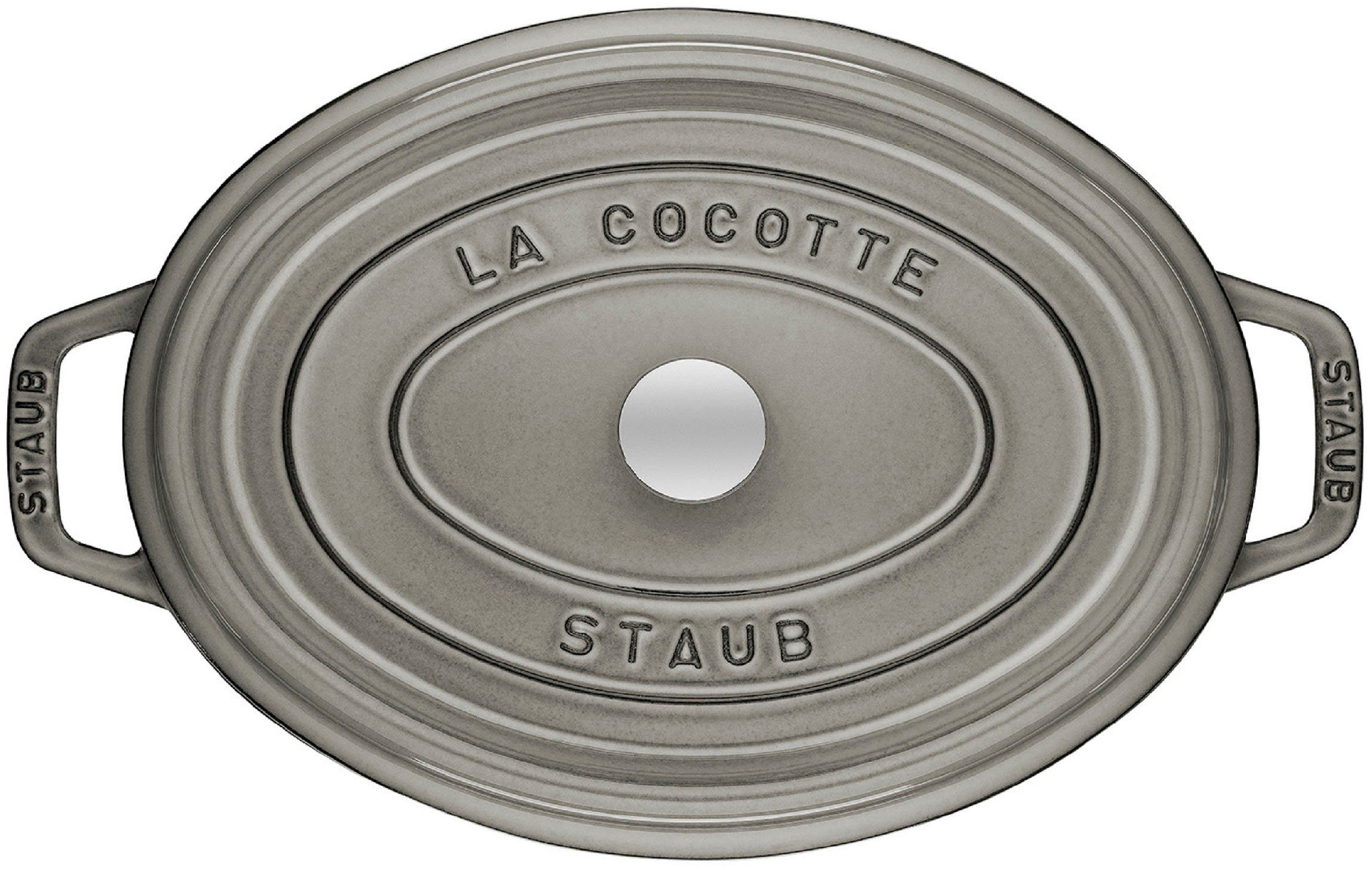 Staub Bräter Cocotte, Gusseisen oval, Graphit-grau robust Gusseisen, langlebig, oval, und (1-tlg), Induktion