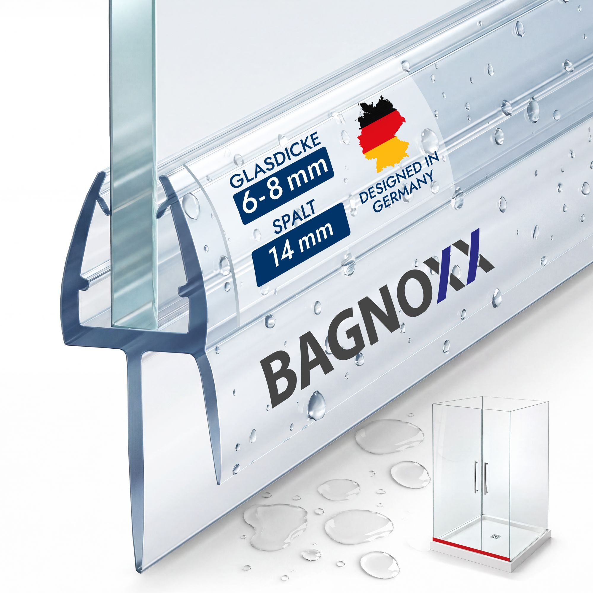 Bagnoxx Duschdichtung, L: 100 cm, (Duschdichtung Schleiflippendichtung 100cm, 1-St), Schleiflippendichtung, doppelte Weichlippe