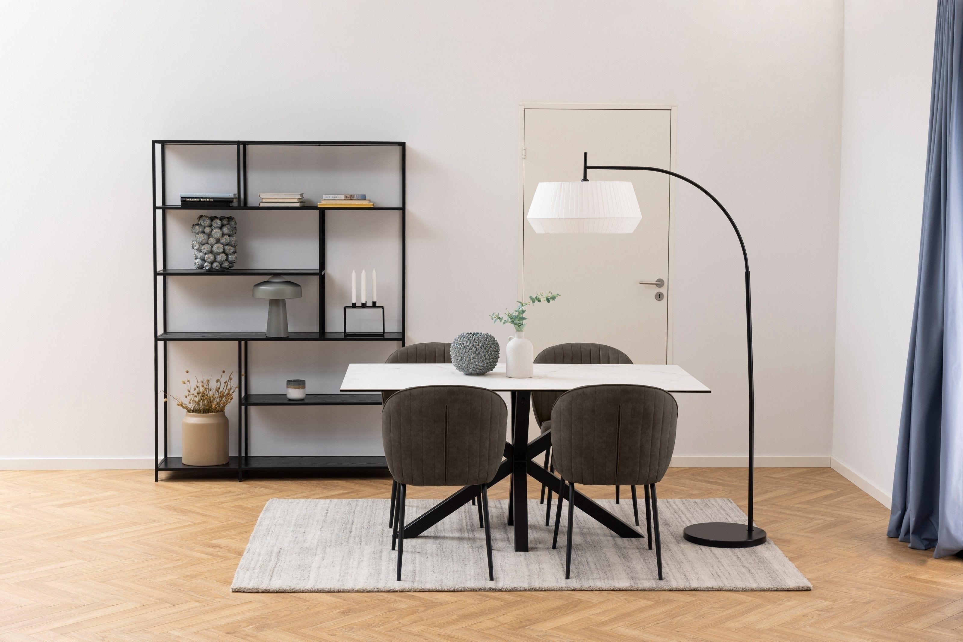 freiraum Esstisch Heaven, in weiss, schwarz, Glas-Keramik, Stahl - 160x75,5x90cm (BxHxT)