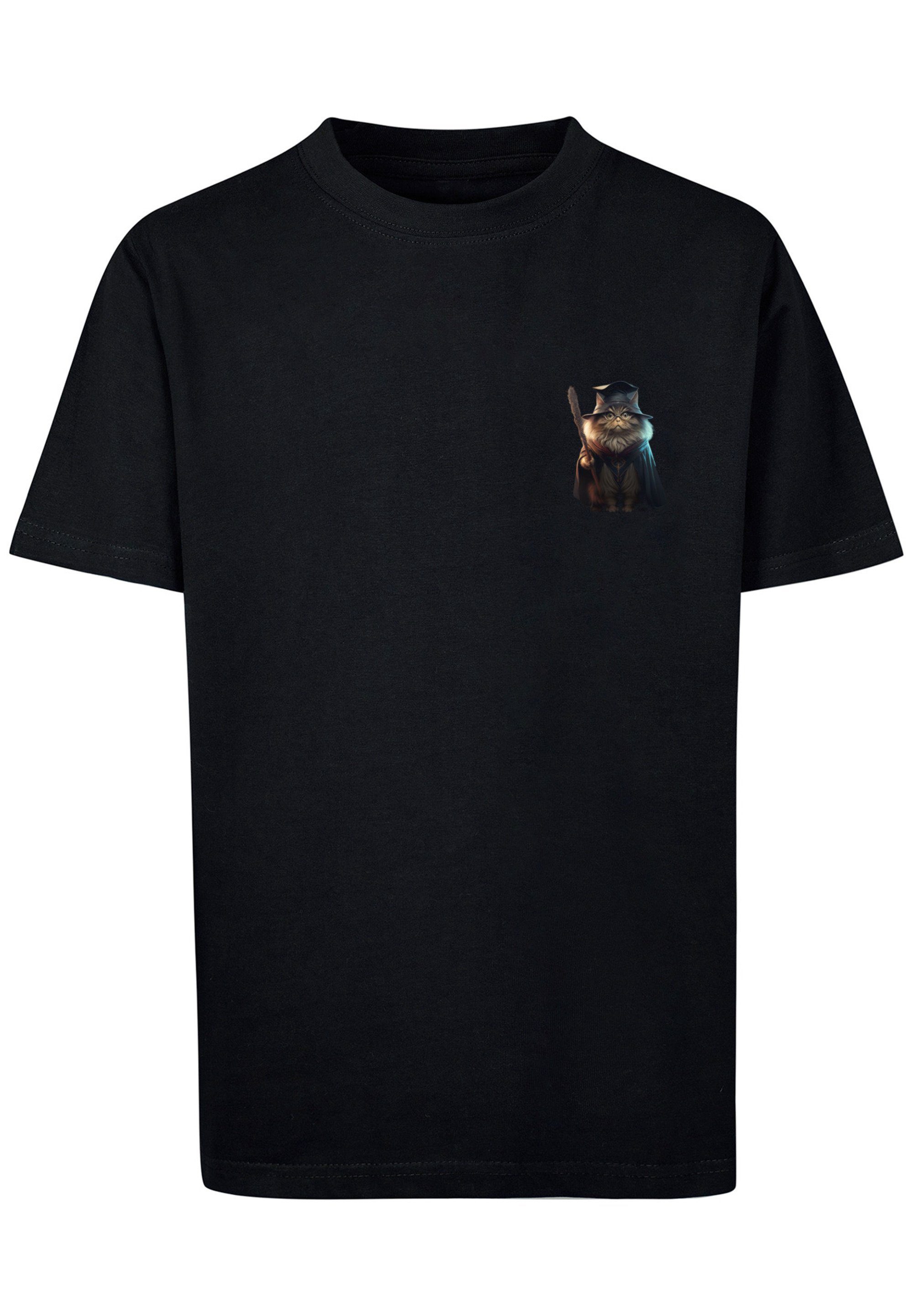 F4NT4STIC T-Shirt Wizard Cat UNISEX TEE schwarz Print