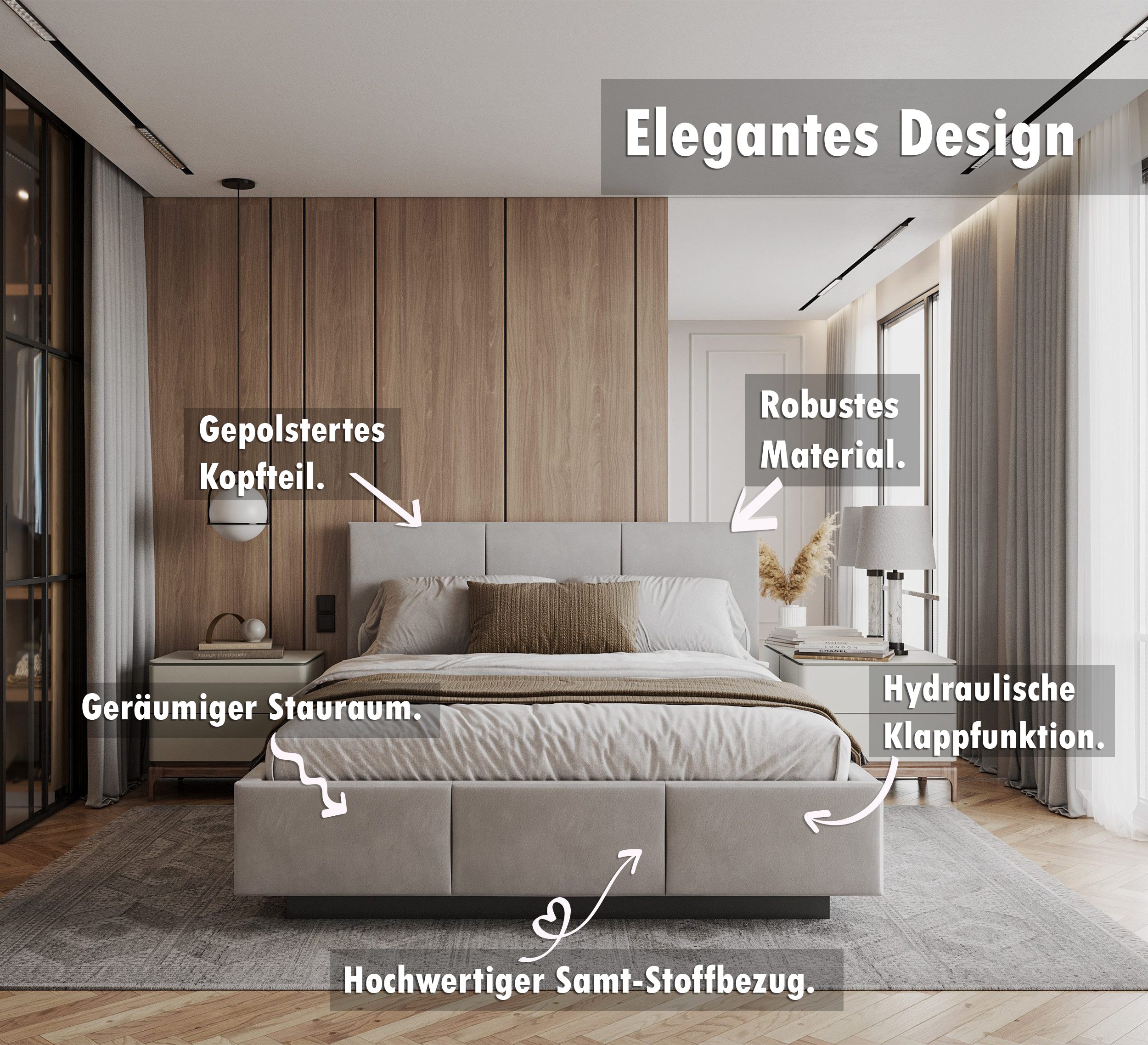 thematys Polsterbett Stauraumbett mit Bettkasten 90x200, 120x200, 140x200, günstig online kaufen