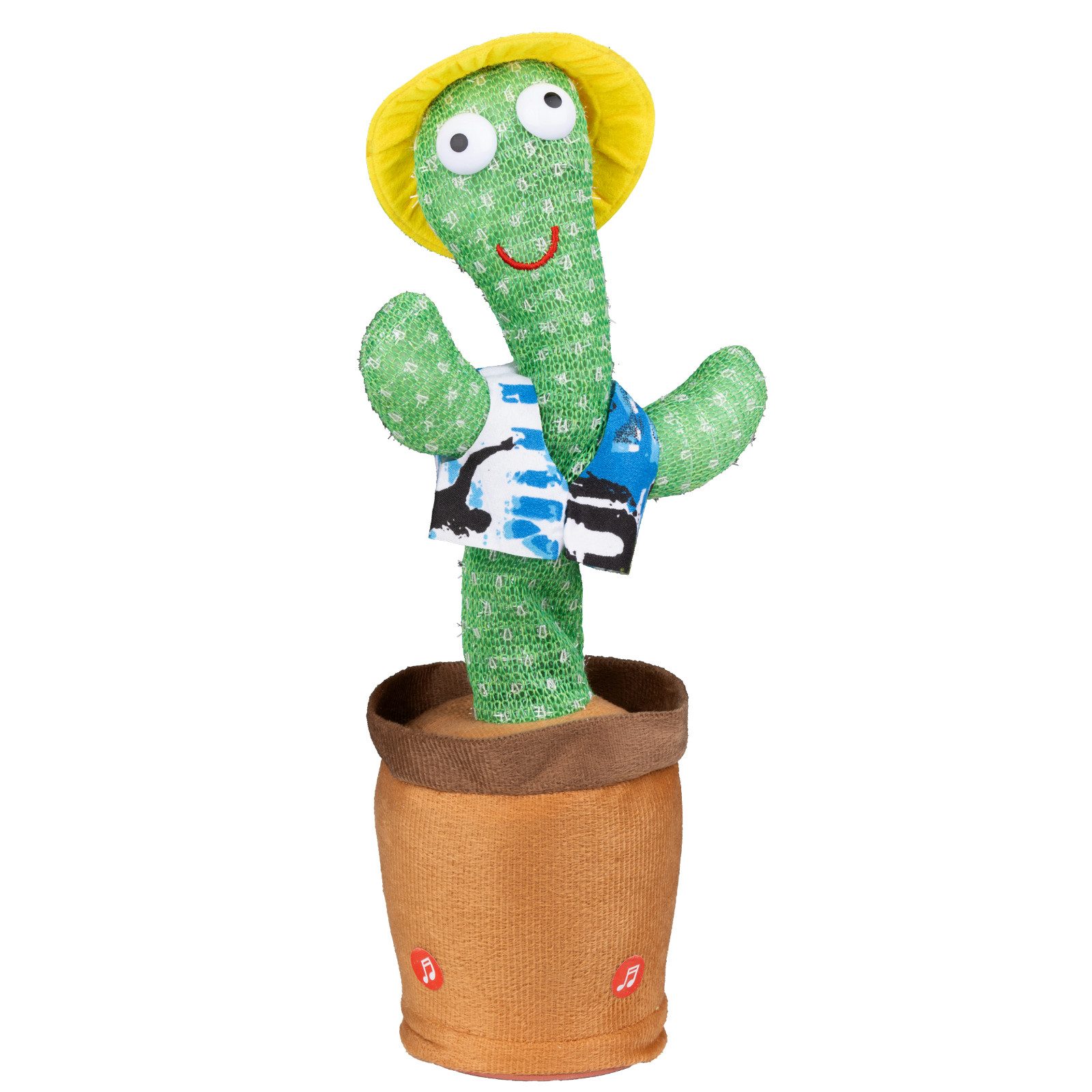 Haushalt International Dekofigur Sprechender Kaktus Spielfigur Spielzeug Gelber Hut (Stück, 1 St., Packung), 33x11cm, Tanzend, Singend, Sprechfunktion
