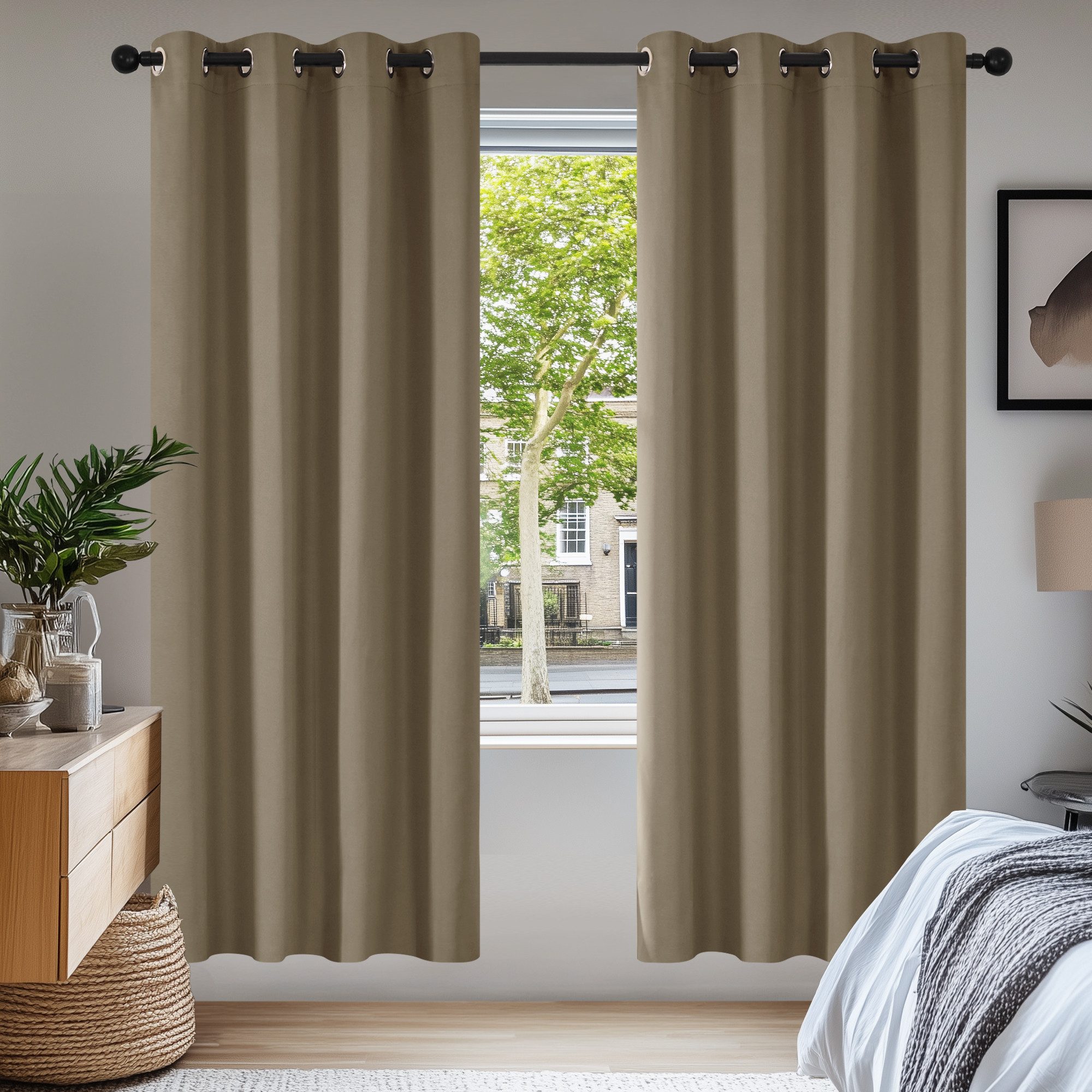 Deconovo Verdunkelungsvorhang Gardinen mit Ösen Blickdichte Vorhang Kälteschutz Schlafzimmer 2er Set, Blackout Curtain einfarbig Thermo Vorhang Verdunkelung Wärmeisolierend