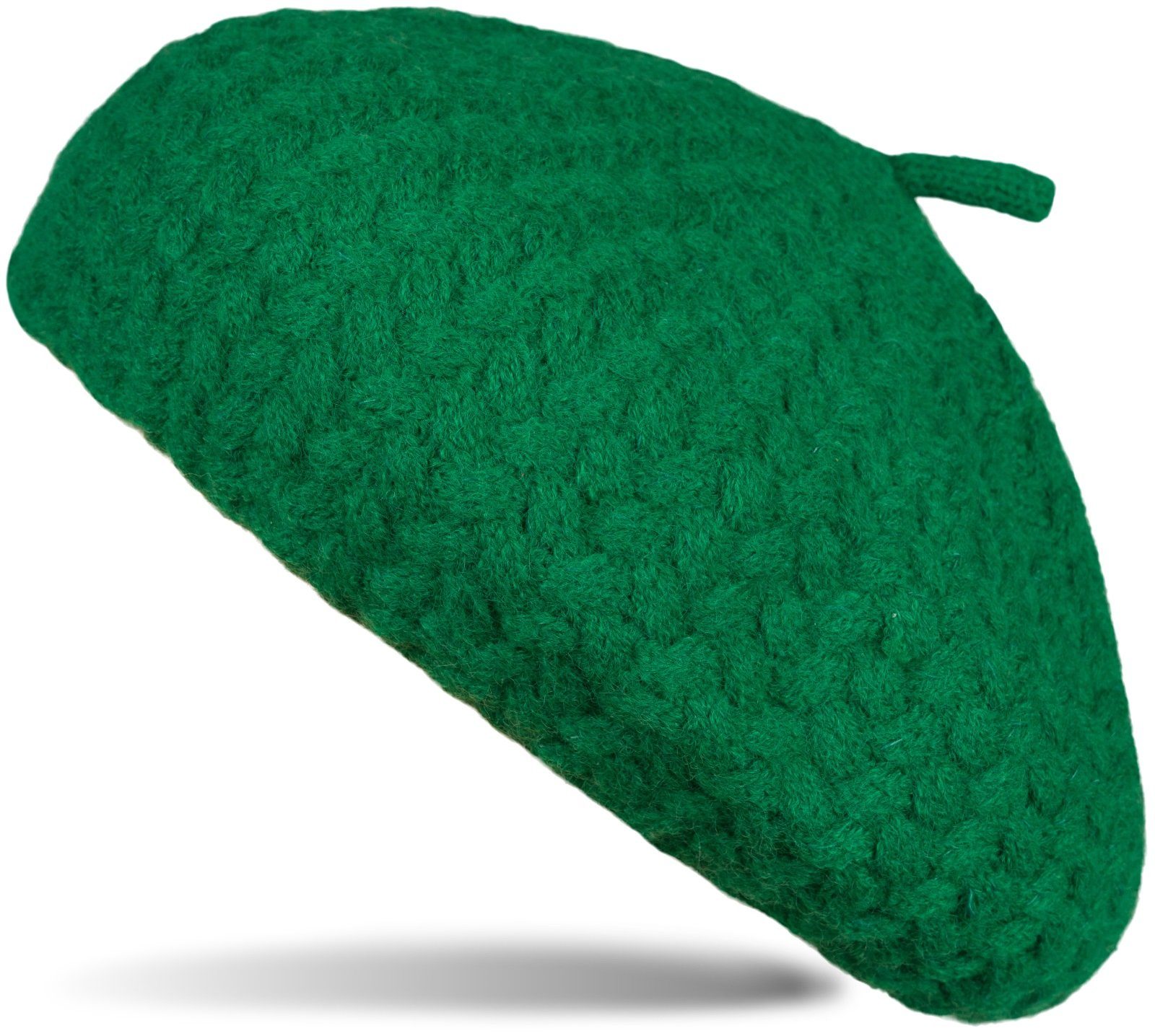 styleBREAKER Baskenmütze Feinstrick Baskenmütze mit Flechtmuster (1-St)