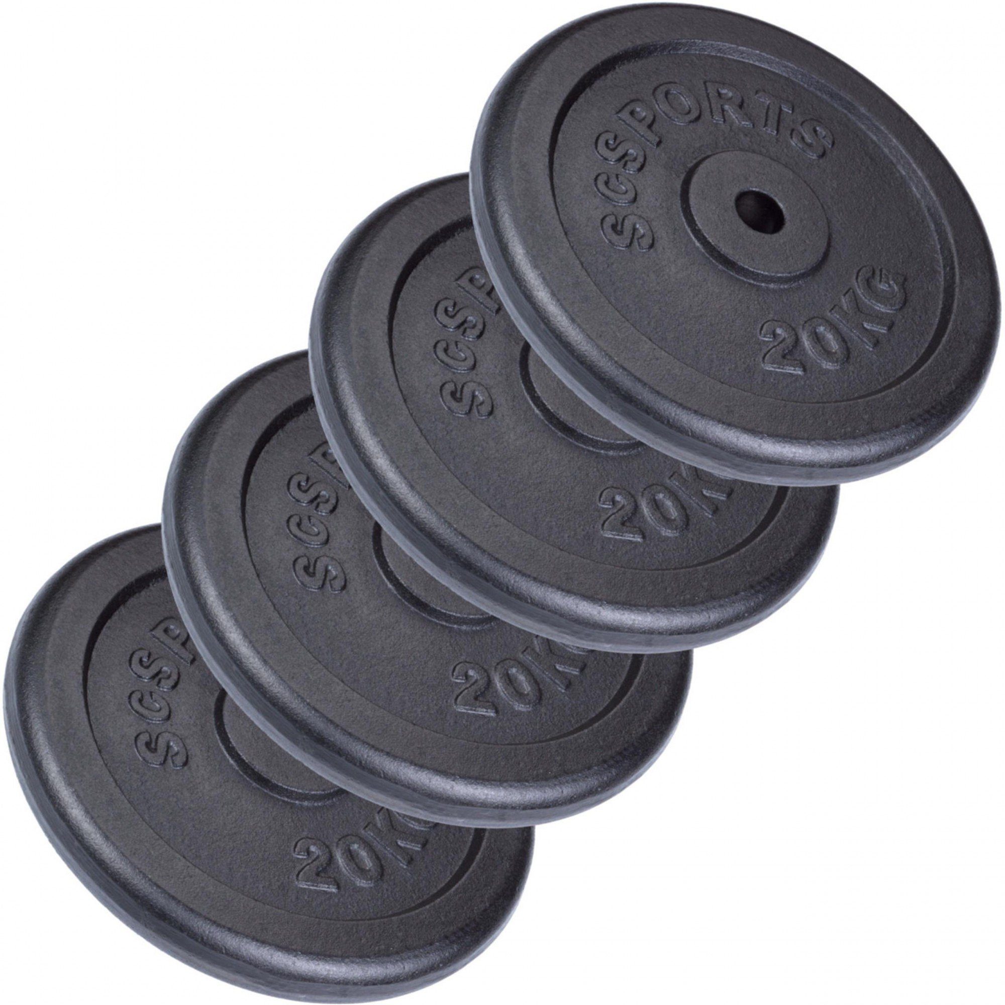 ScSPORTS® Hantelscheiben Set 80 kg Ø 30mm Gusseisen Gewichtsscheiben Gewichte, (10002535-tlg)