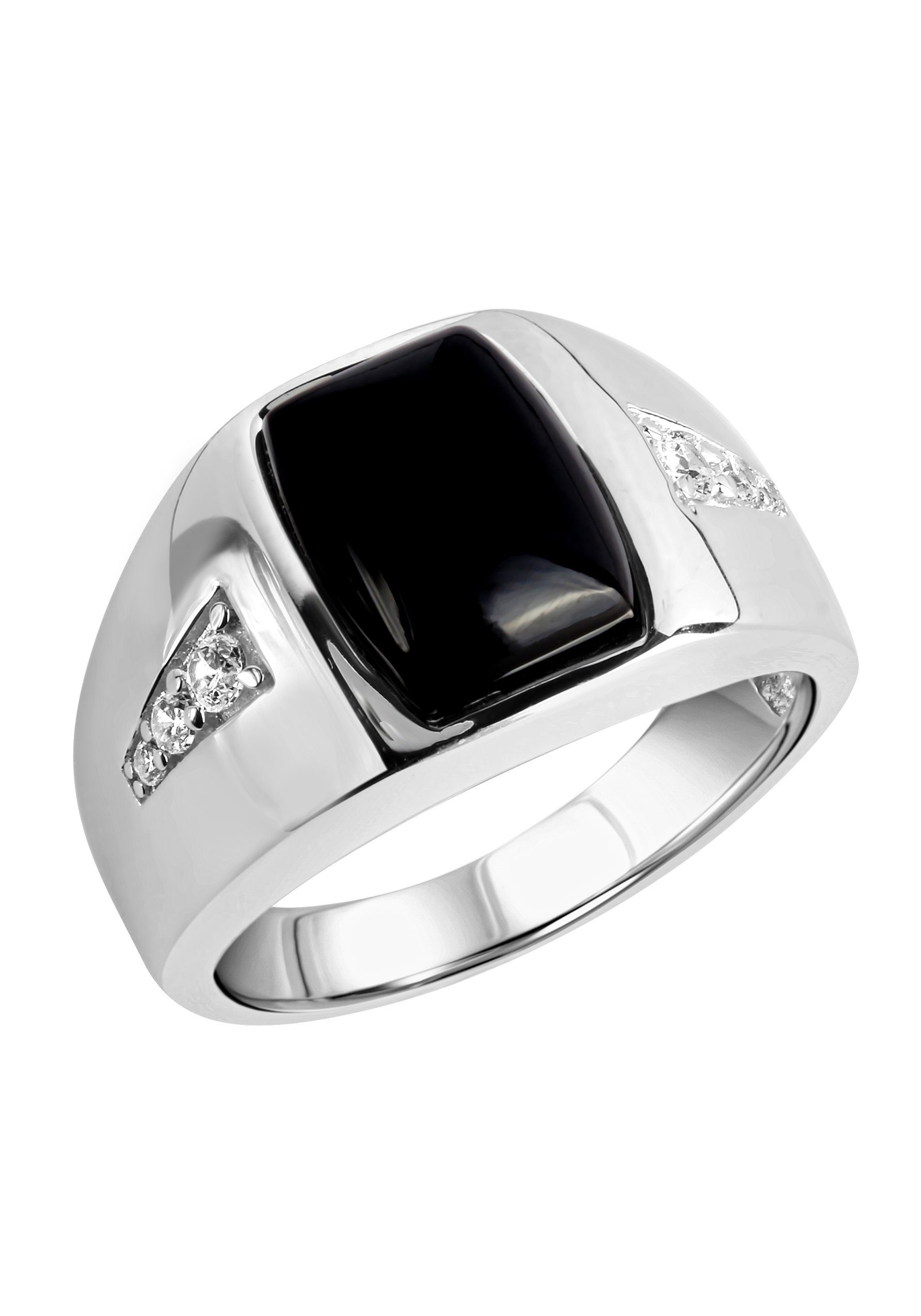 Firetti Fingerring Schmuck Geschenk Silber 925 Silberring Siegelring, mit Achat, Zirkonia (synth)