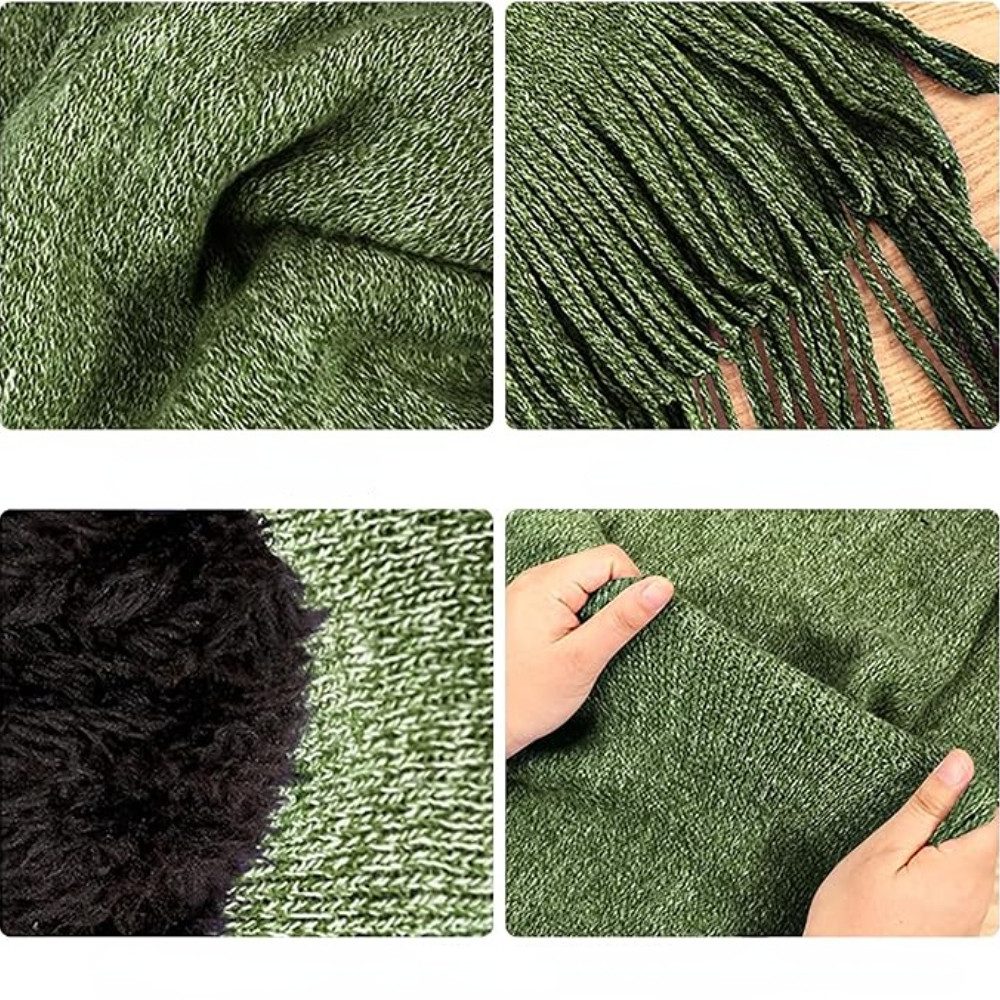 Blusmart Mütze & Schal Wintermütze-Schal-Handschuh-Set (Damen Herren, Gestrickte Touchscreen-Handschuhe) Beanie-Skimütze im 3er-Set