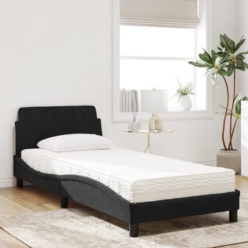 vidaXL Bett Bett mit Matratze Schwarz 90x190 cm Samt