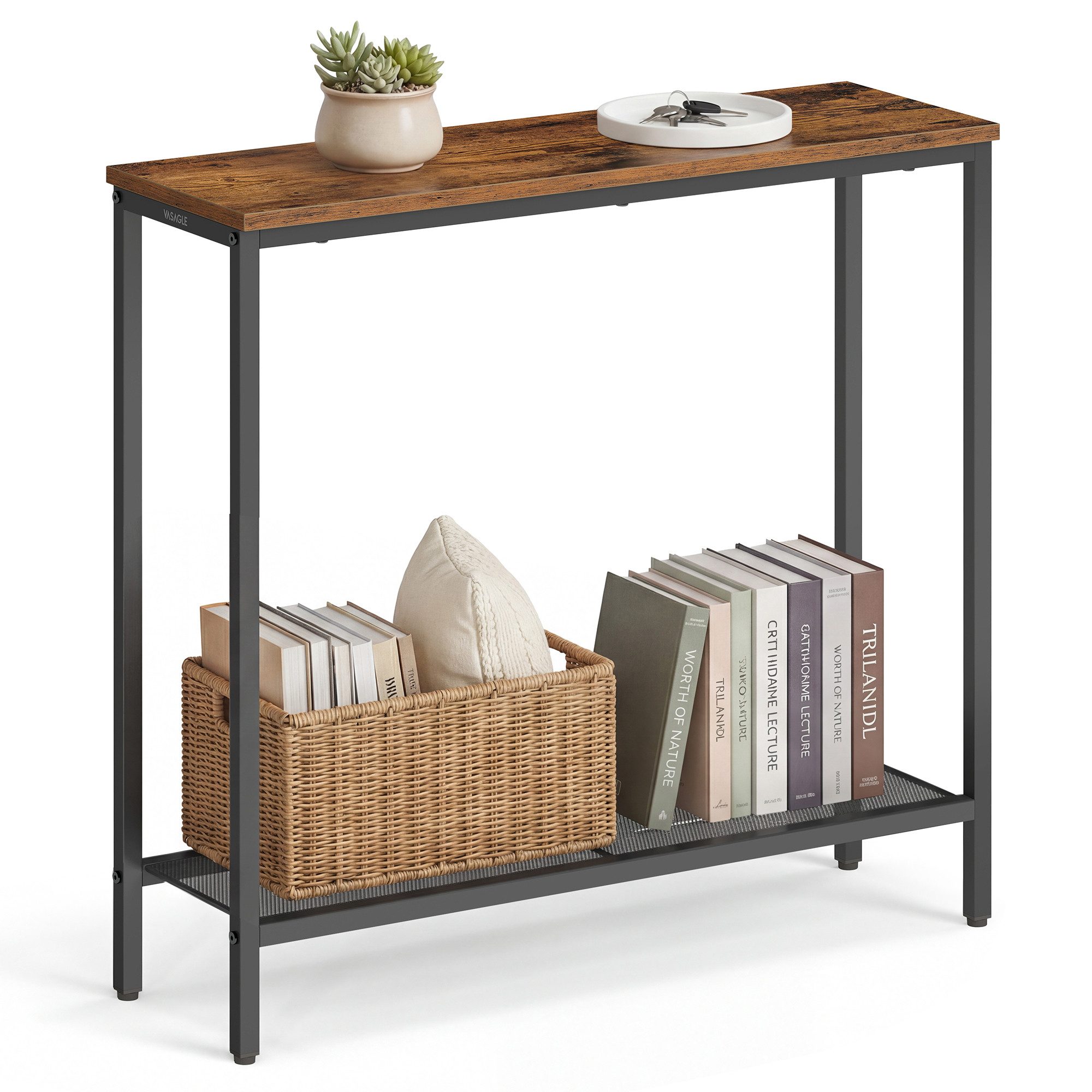 VASAGLE Konsolentisch Flurtisch, einteilige Tischplatte, einfache Montage,schmaler Sofatisch, für Flur, Schlafzimmer, Wohnzimmer, 20 x 80 x 81,2 cm
