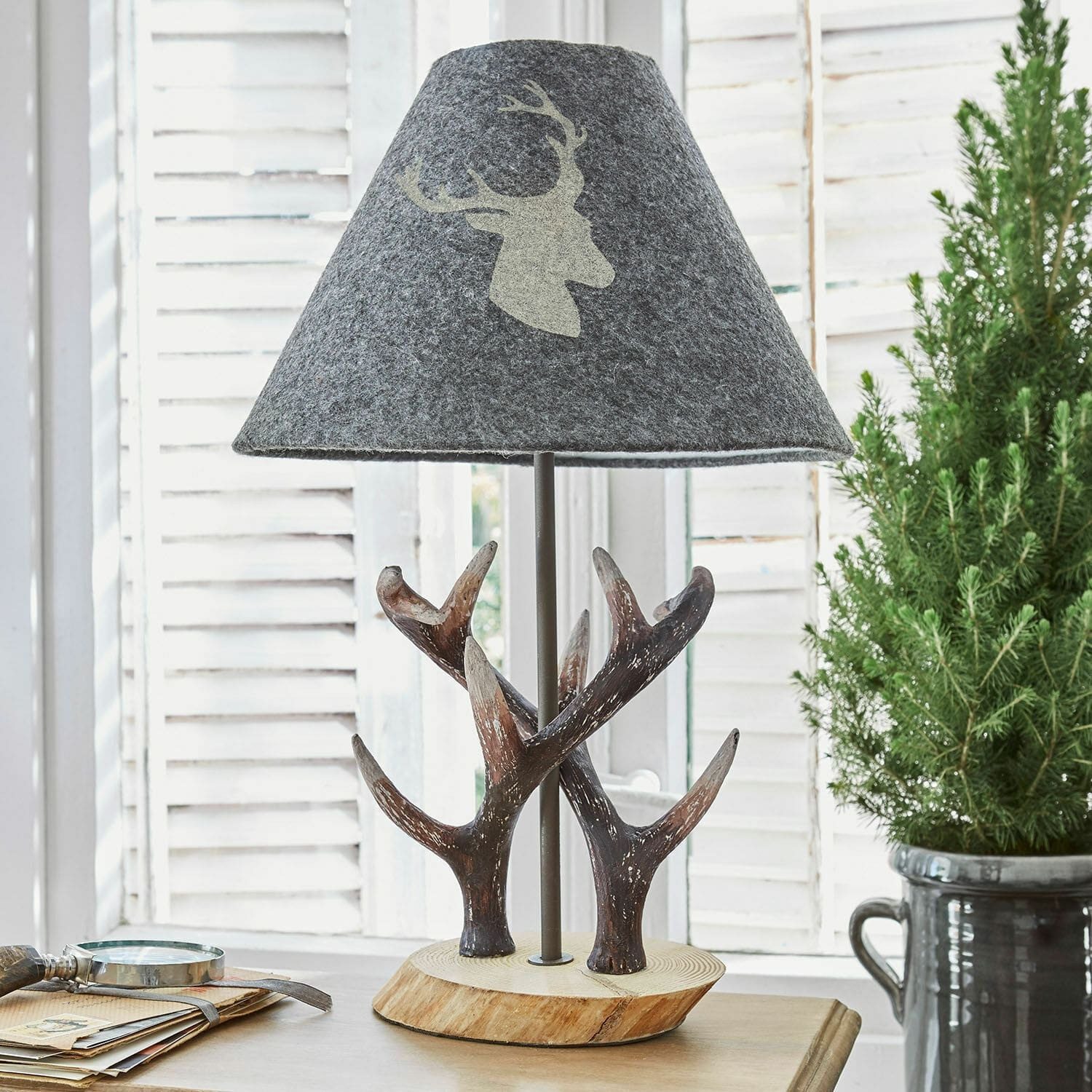 Mirabeau Tischleuchte Tischlampe Lodge grau/braun – Bild 3 von 5