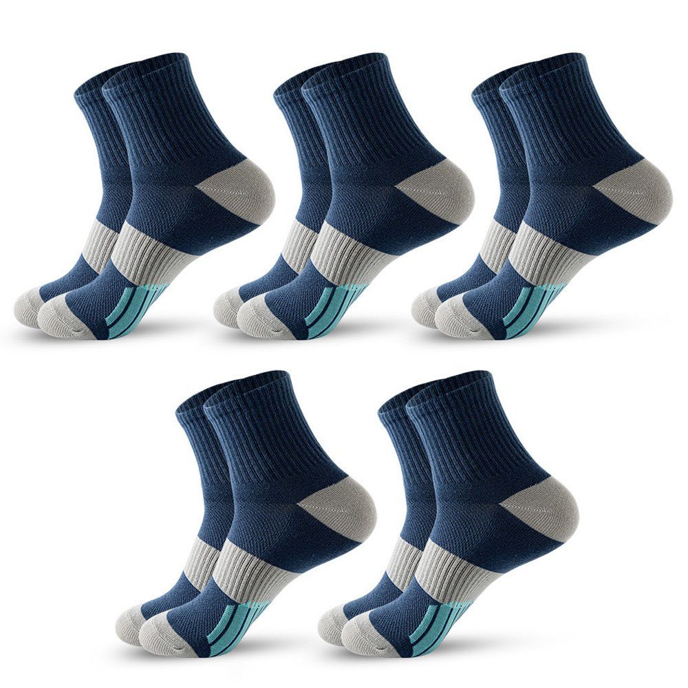 Dekorative Sneakersocken 5 Paar Sportsocken, Socken für Männer und Frauen, Mid-Tube Socken (5-Paar) Blau