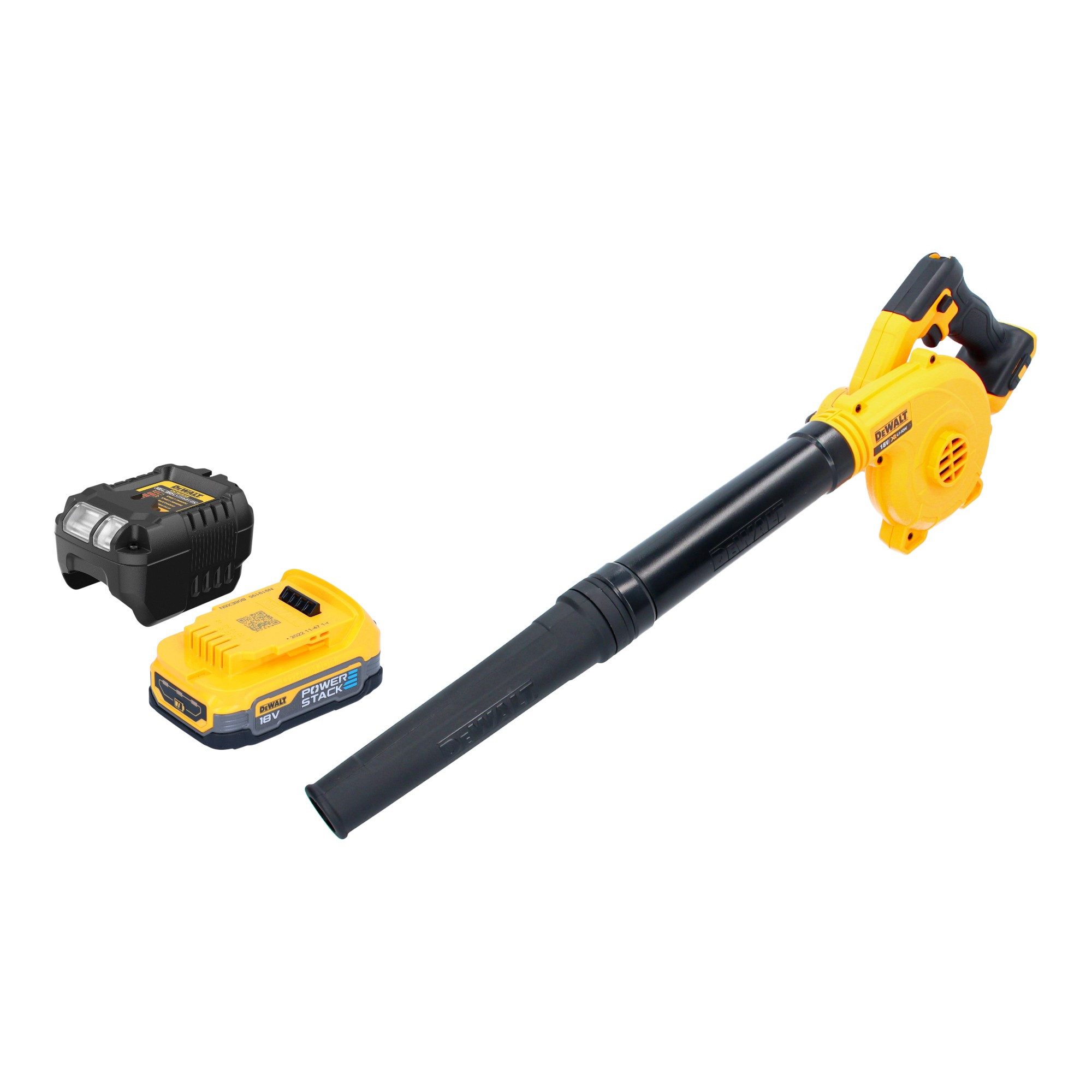 DeWalt Akku-Laubbläser DCV 100 E1 Akku Gebläse 18 V + 1x Powerstack Akku 1,7 Ah + Ladegerät