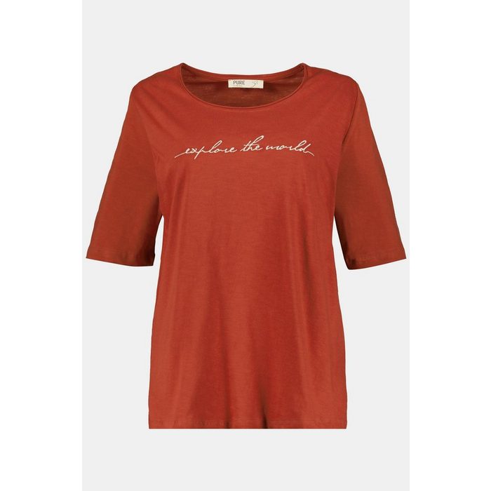 Ulla Popken T-Shirt T-Shirt Stickerei Regular Biobaumwolle