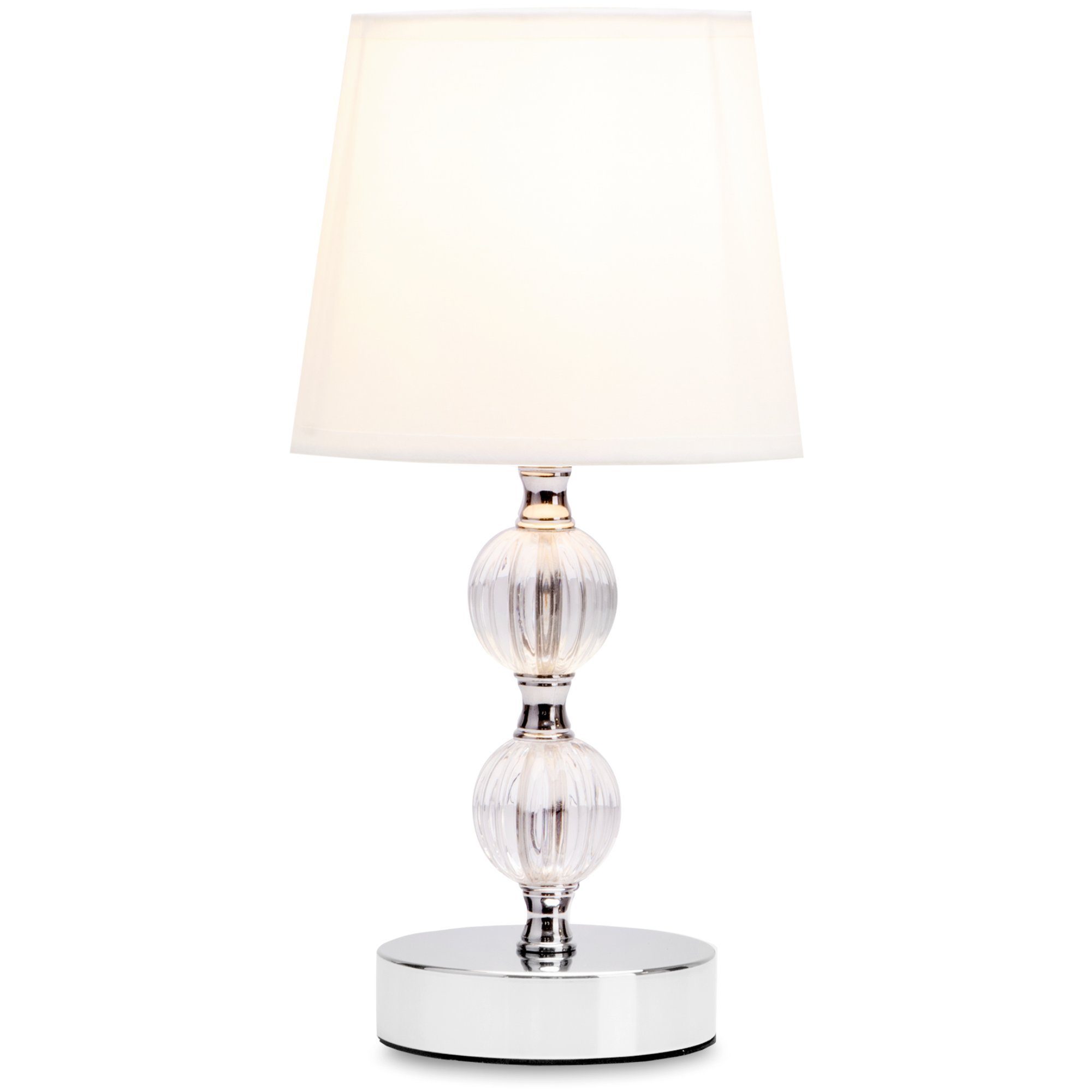 Konsimo einem Glasfuß Tischlampe, VULGA Lampe, Tischleuchte elegante Leuchtmittel, ohne weiß/transparent mit
