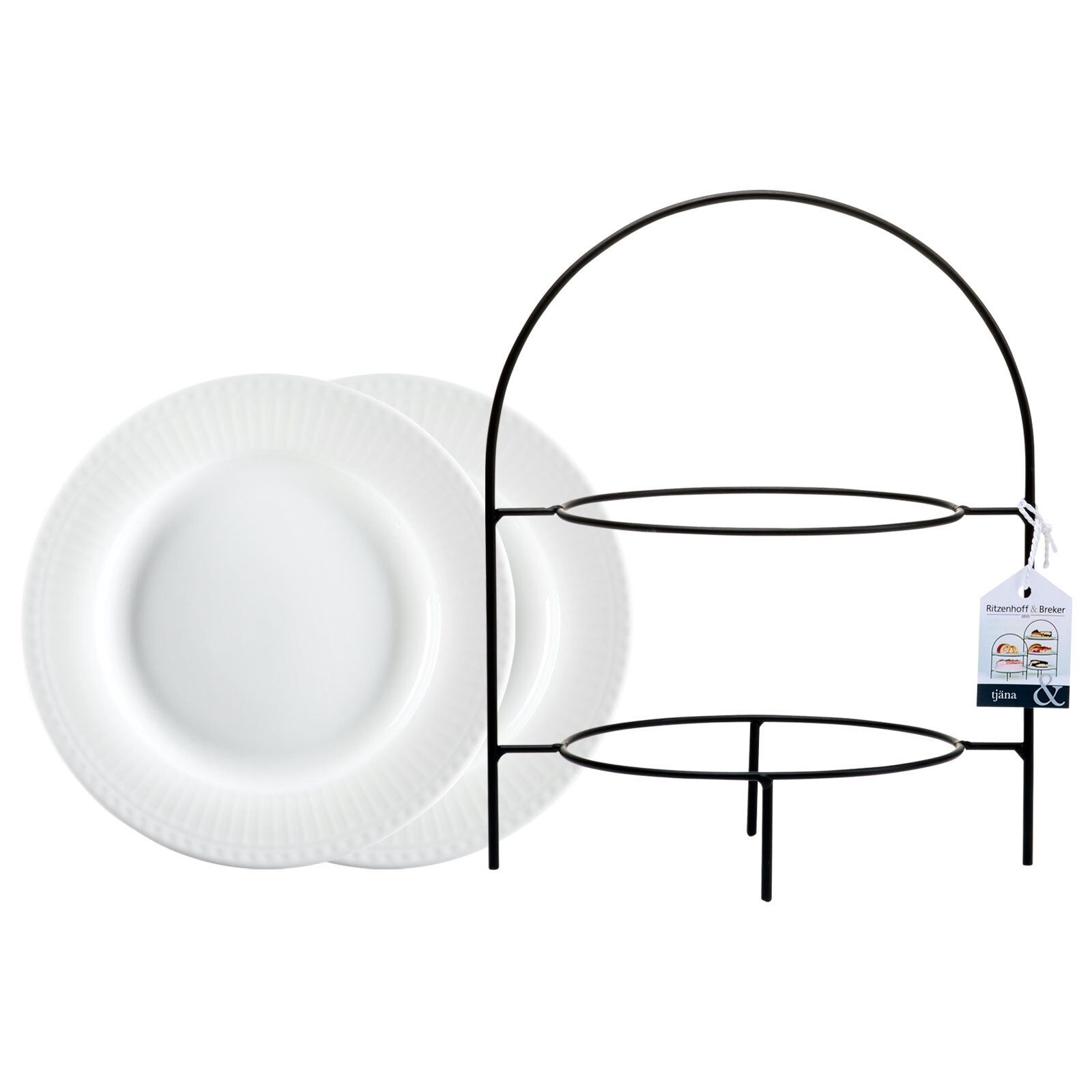 Ritzenhoff & Breker Etagere Tjäna Etagère mit Teller 2-stufig, Metall, (3-tlg)