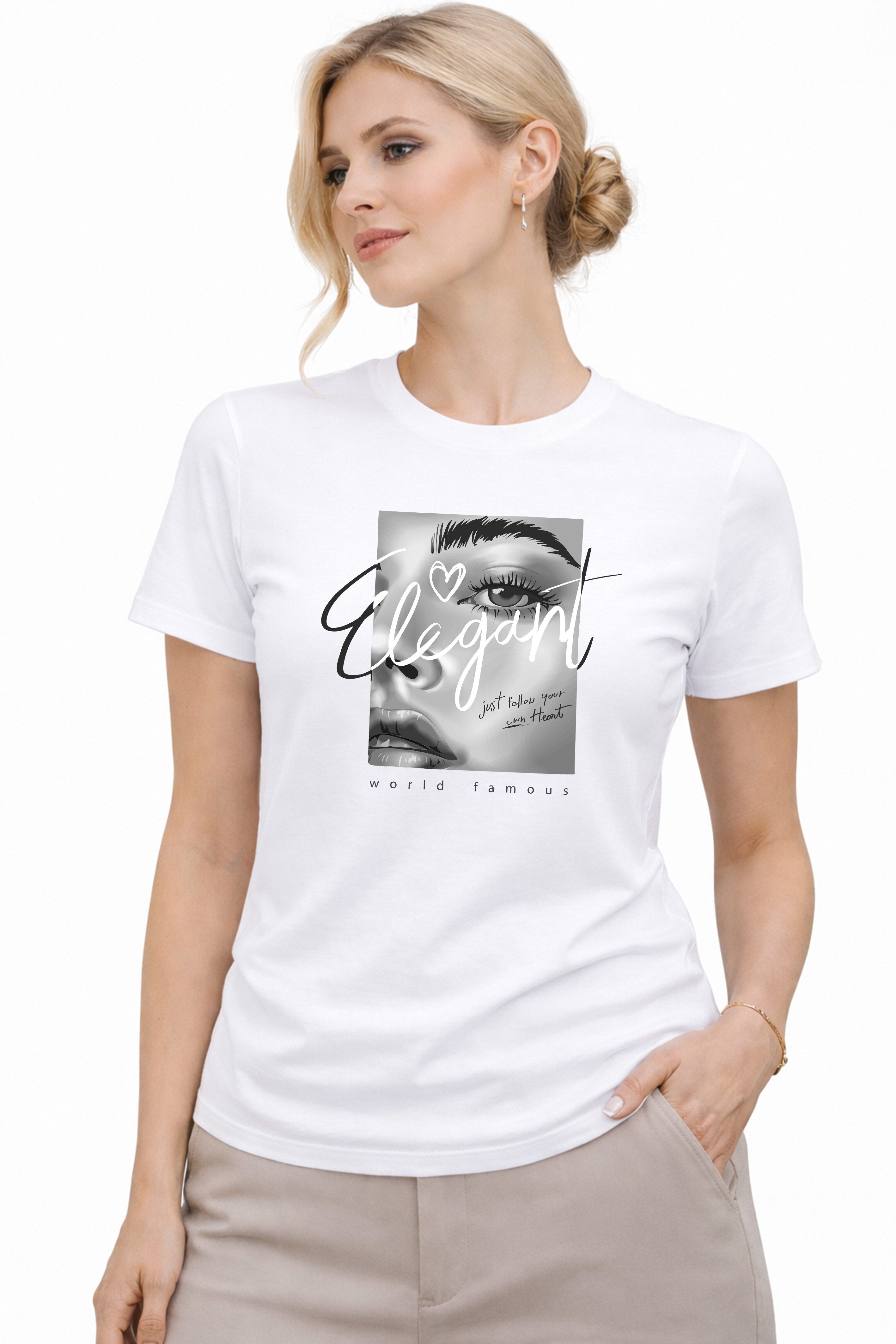 Banco T-Shirt Damen Oberteil Elegant Print Baumwolle Rundhals Casual Fit Damen Baumwollshirt Elegant Print Rundhals Casual weich Fit style go – Bild 2 von 5