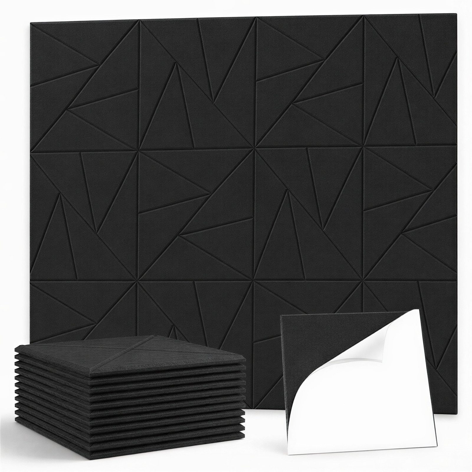 BlingBin Akustikplatte 12 Stück Selbstklebend Quadratische Schallschutz Wand,Schallabsorber, (12er Set, 12-St., 30x30x0,9cm), Akustikplatten Für Schalldämmung Wandverkleidung, Studio Homeoffice