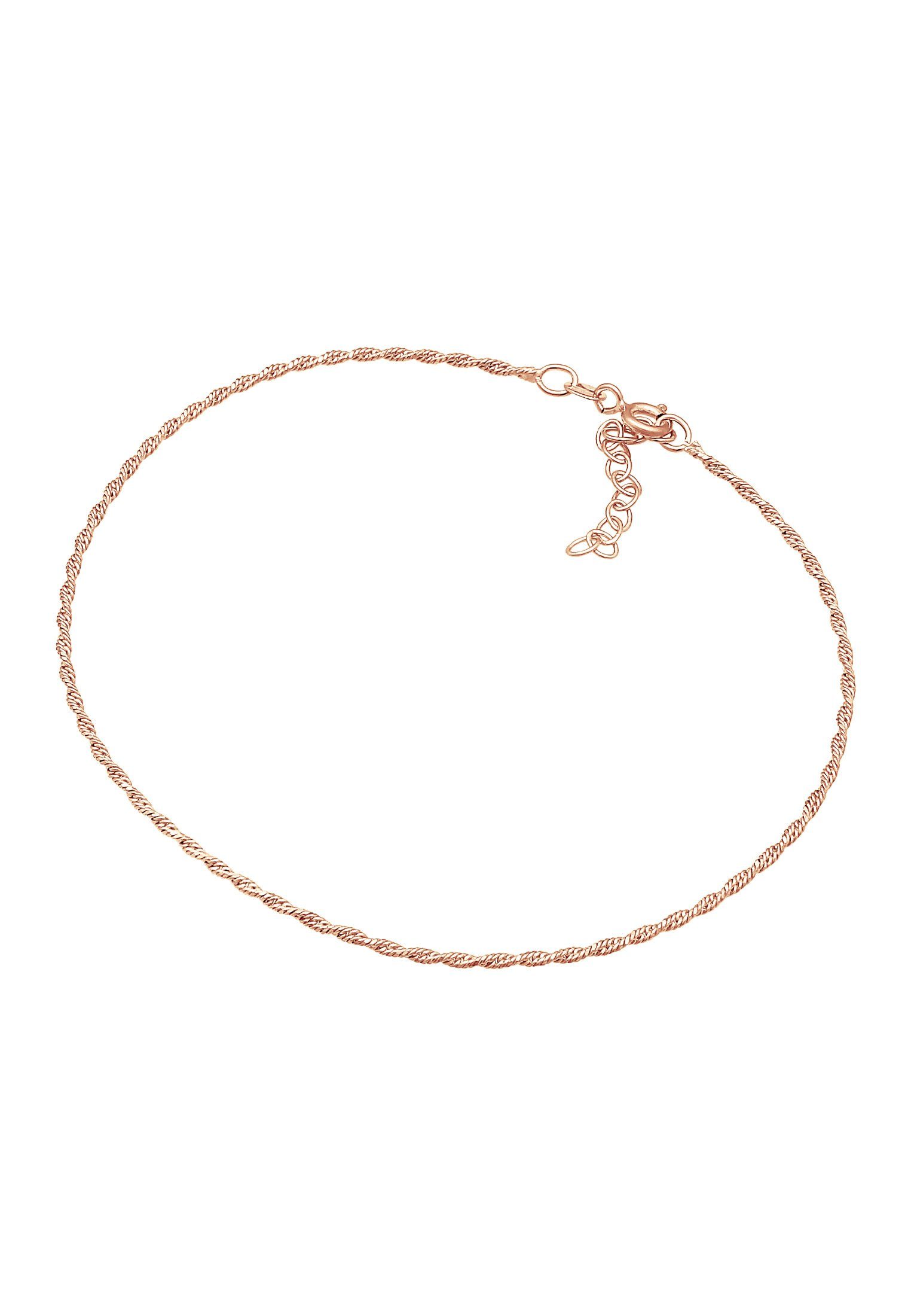 925 Gedreht Elli Kordelkette Rosegold Silber Basic Fußkette Zeitlos