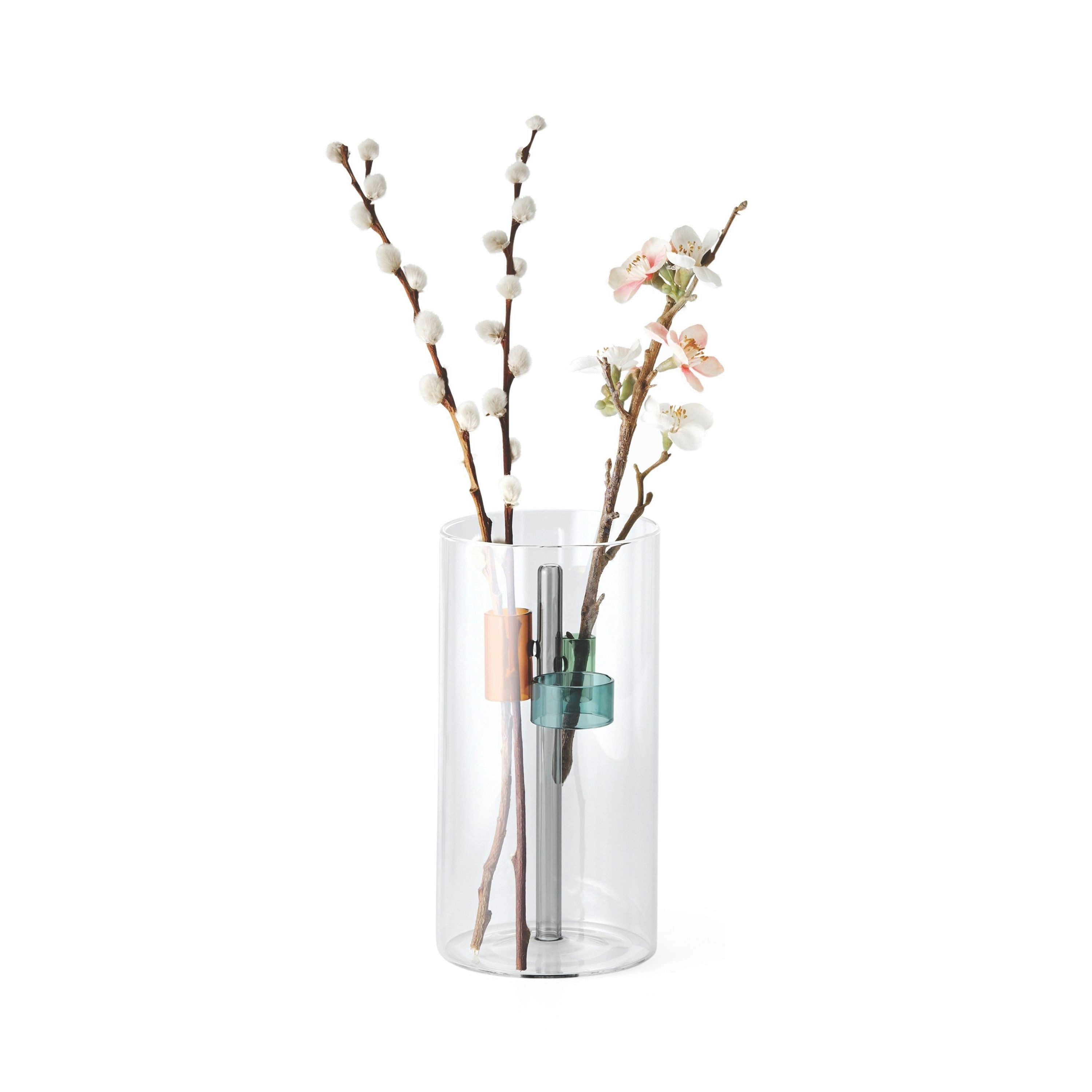 PHILIPPI Dekovase Giardino, Modernes Glasdesign mit farbigen Akzenten, mehrfarbig, 10 x 10 x 20cm