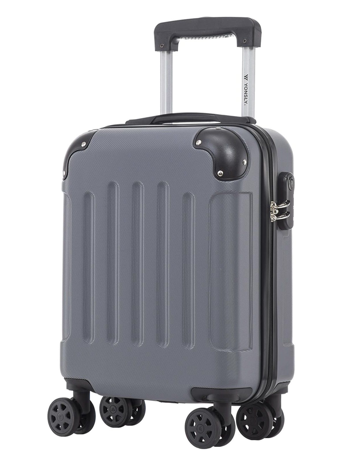 YONSLY Hartschalen-Trolley Hartschalen-Reisekoffer Trolley für Kurztrip und Urlaubsreisen, 4 Rollen, mit Zahlenschloss, ABS-Schale und weichem Gummigriff für Tragekomfort