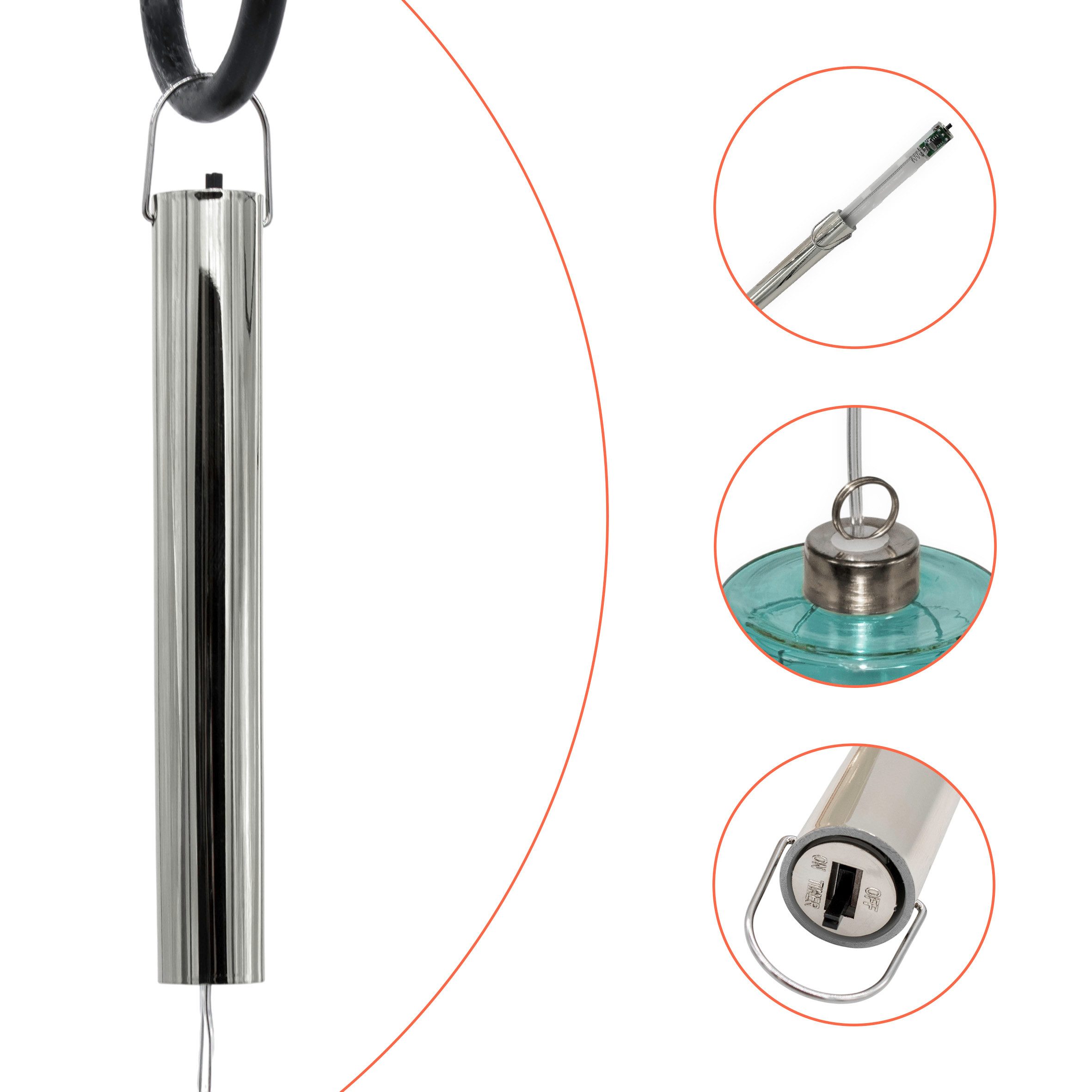Spetebo LED Pendelleuchte Glas - 24 x 6 cm, mit Timer, LED fest integriert, warm weiß, Hängelampe Batterie betrieben