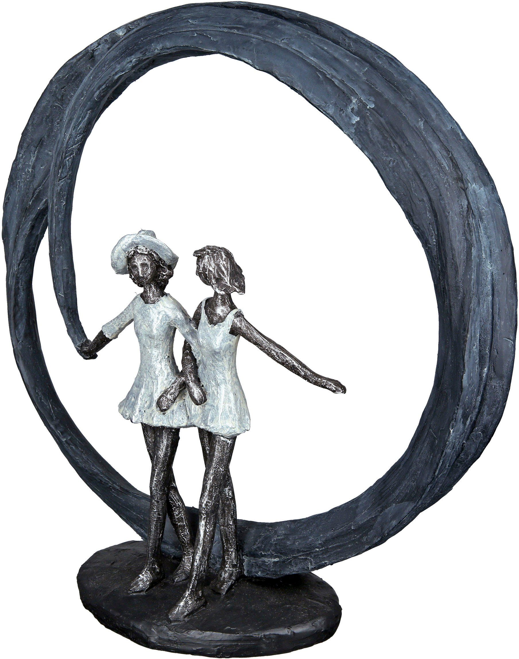 Casablanca by Gilde Dekofigur »Skulptur More than friends, grau/silber« (1 Stück), Dekoobjekt, Höhe 33 cm, 2 Frauen in grauem Kreis, auf schwarzer Basis, Wohnzimmer-kaufen