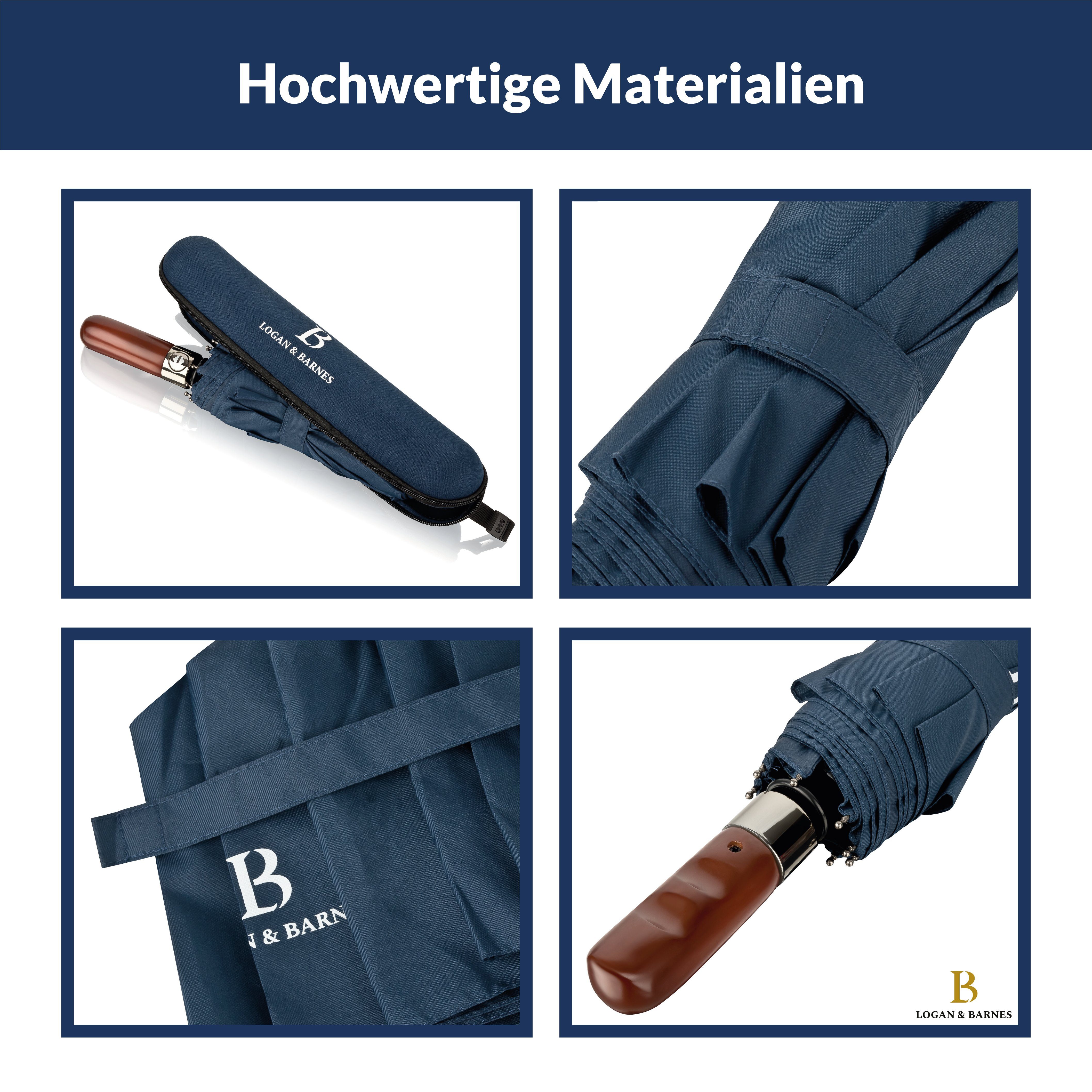 Logan & Barnes Taschenregenschirm Dublin, Sturmfest bis 140 km/h