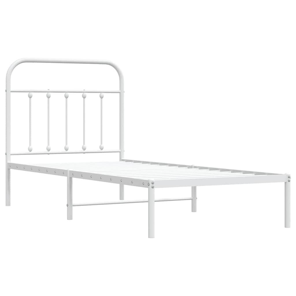 Bett Bettgestell mit Kopfteil Metall Weiß 90x190 cm