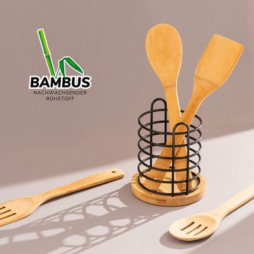 bremermann Zubehöraufbewahrungsständer Küchenutensilienhalter mit Bambus, Besteckhalter, schwarz
