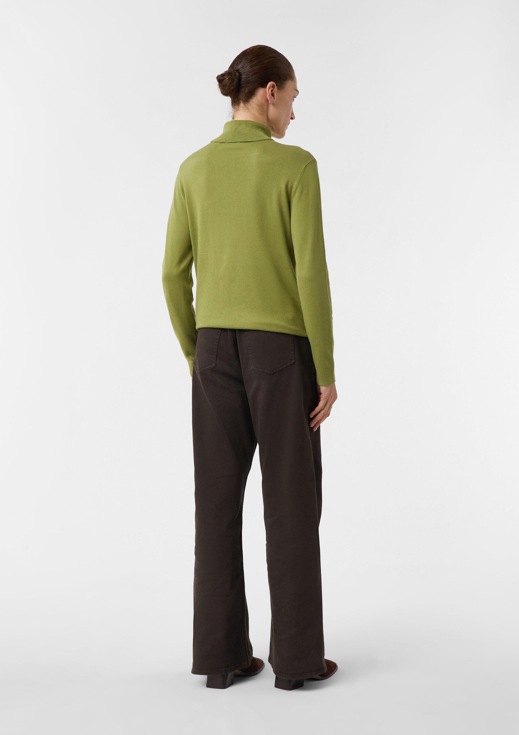 comma Longpullover Strickpullover Rollkragenpullover mit Logo-Stickerei