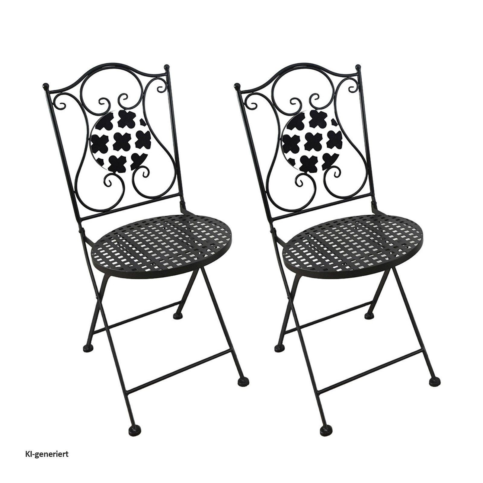 HTI-Living Gartenstuhl Gartenstuhl 2er-Set Metall Black and White (Set, 2 St), Klappstühle