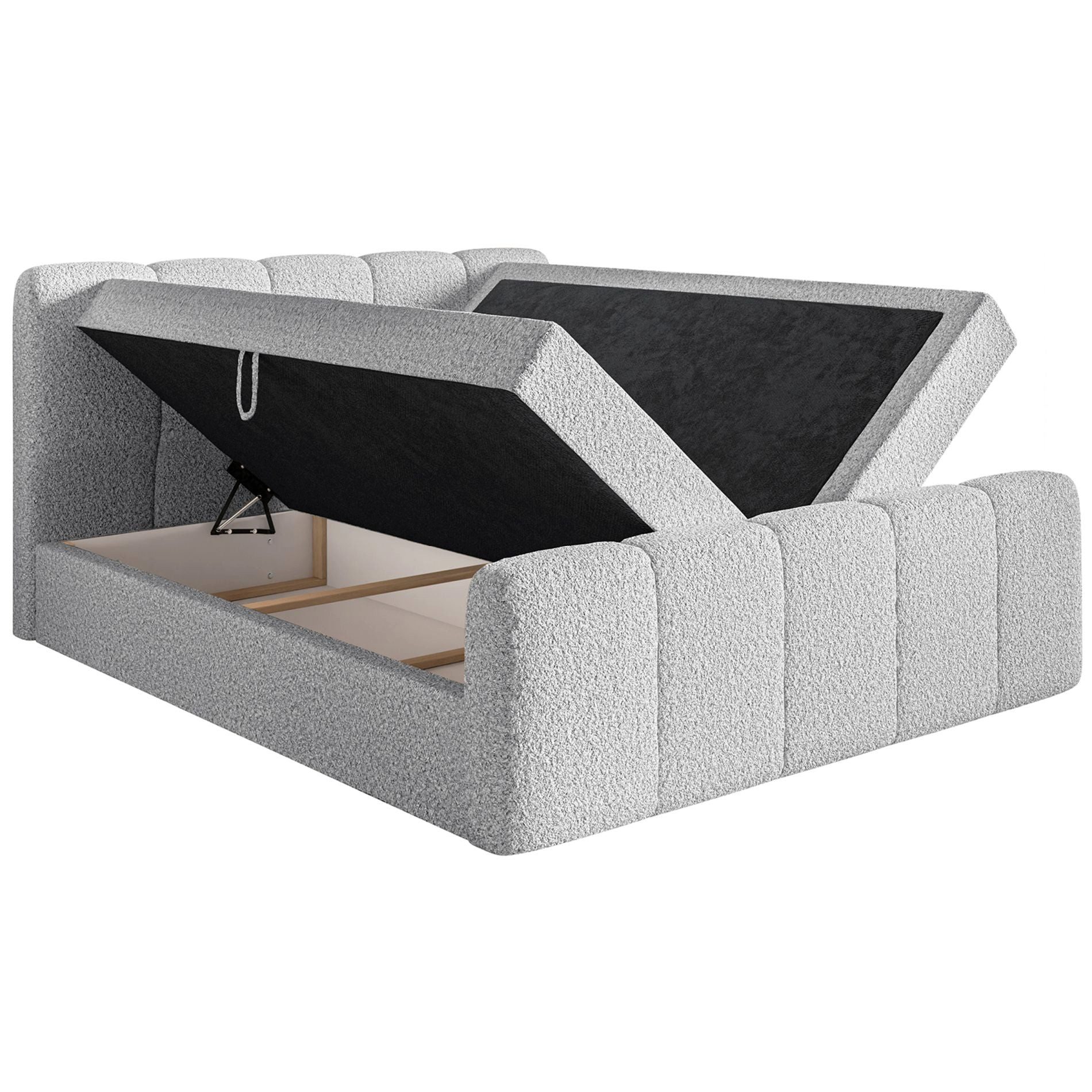 Selsey Boxbett CLOUDY II, Polsterbett mit Bettkasten, Matratze & Topper, Bouclé oder Chenille