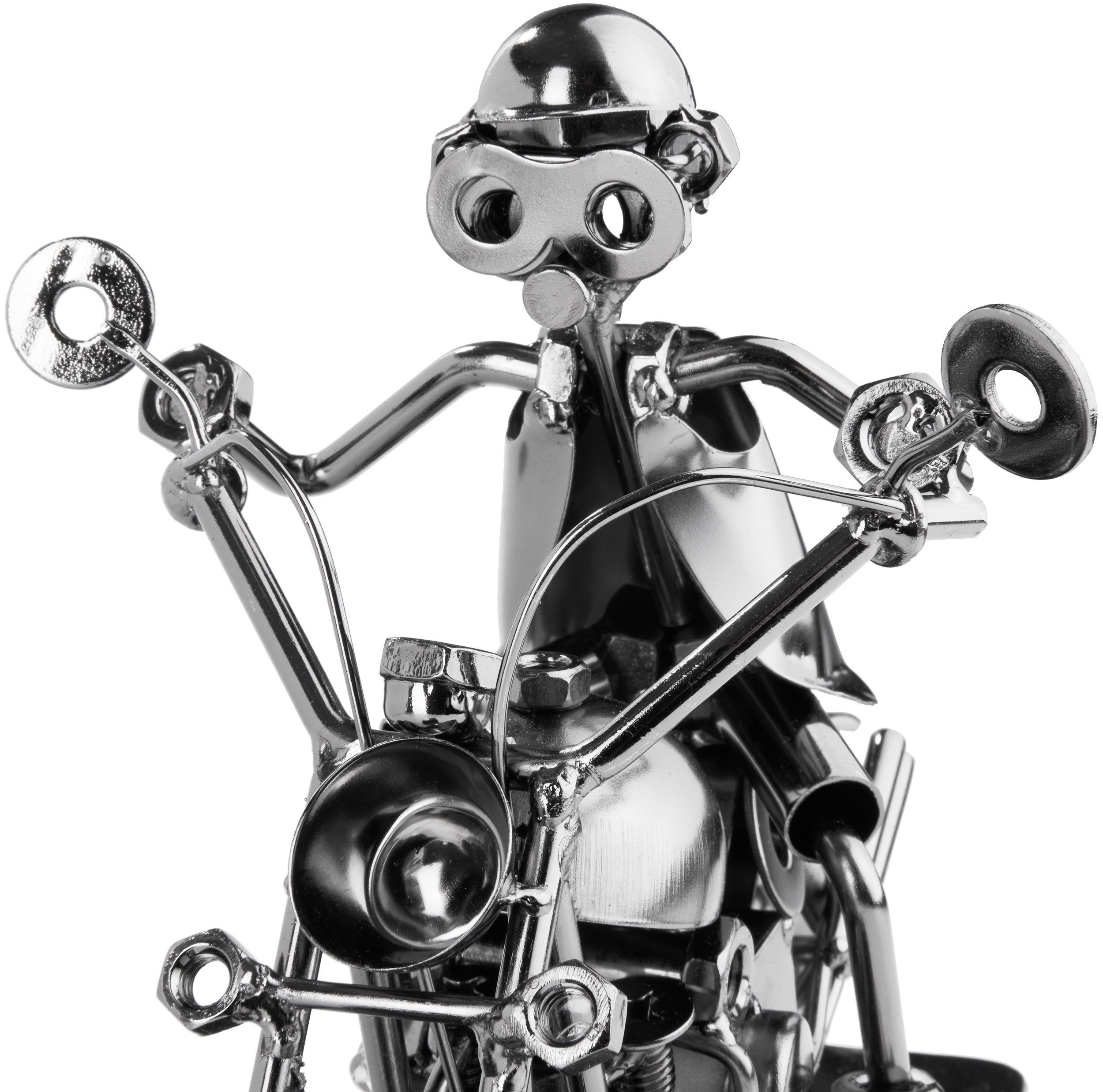 BRUBAKER Dekofigur Metallskulptur Schraubenmännchen Motorradfahrer (1 St., Metallfigur), Geschenkfigur für Motorradfahrer*innen und Motorradfans – Bild 4 von 5