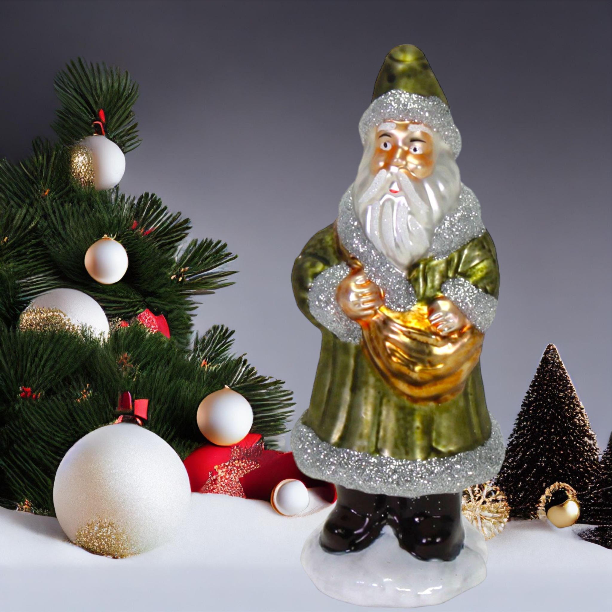 Grün Santa Glas Nikolaus Weihnachtsmann 15cm Werner Figur Voß