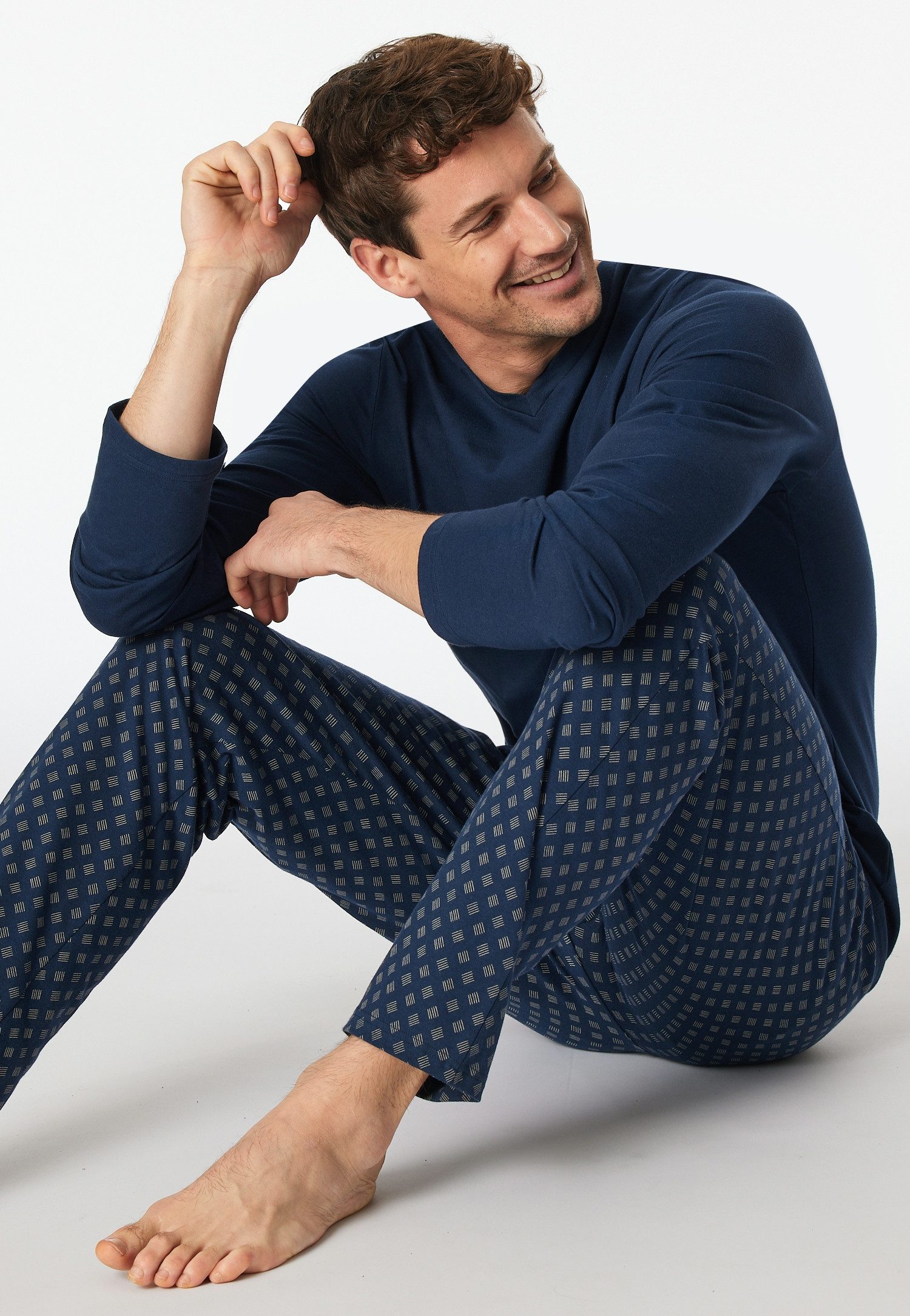 Schiesser Schlafanzug Casual Essentials (2 tlg) mit V-Ausschnitt