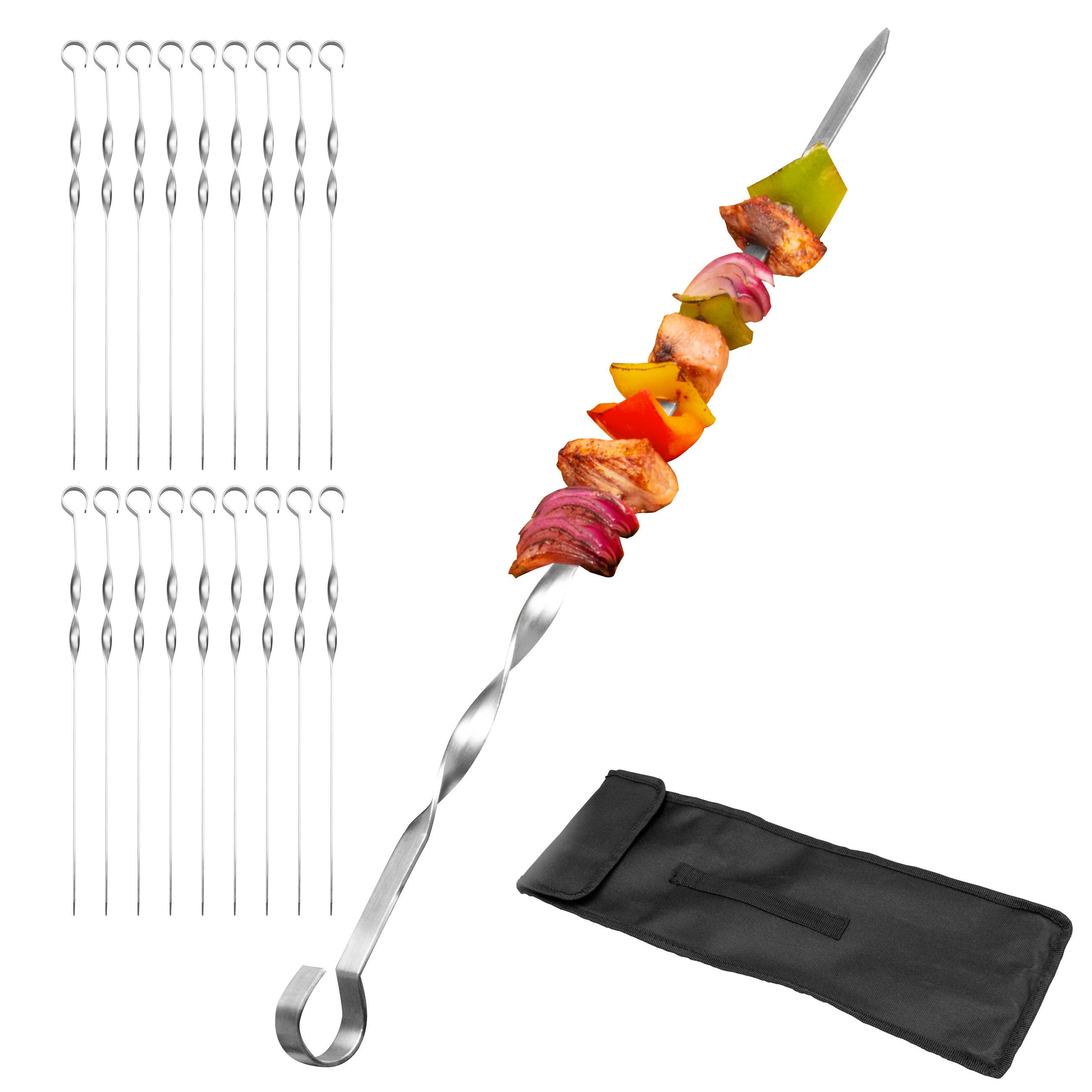 bremermann Grillspieß Grillspieße 20er Set, inkl. Aufbewahrungstasche // Edelstahl, 39 cm (20-St), inkl. 100% Polyester-Tasche
