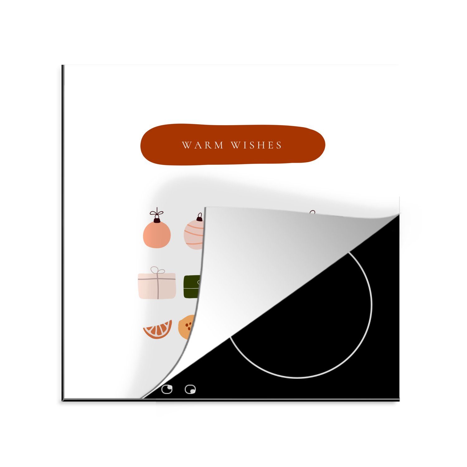 MuchoWow Herdblende-/Abdeckplatte Geschenke - Weihnachtskugeln - Früchte - Zitate, Vinyl, (1 tlg), 78x78 cm, Ceranfeldabdeckung, Arbeitsplatte für küche