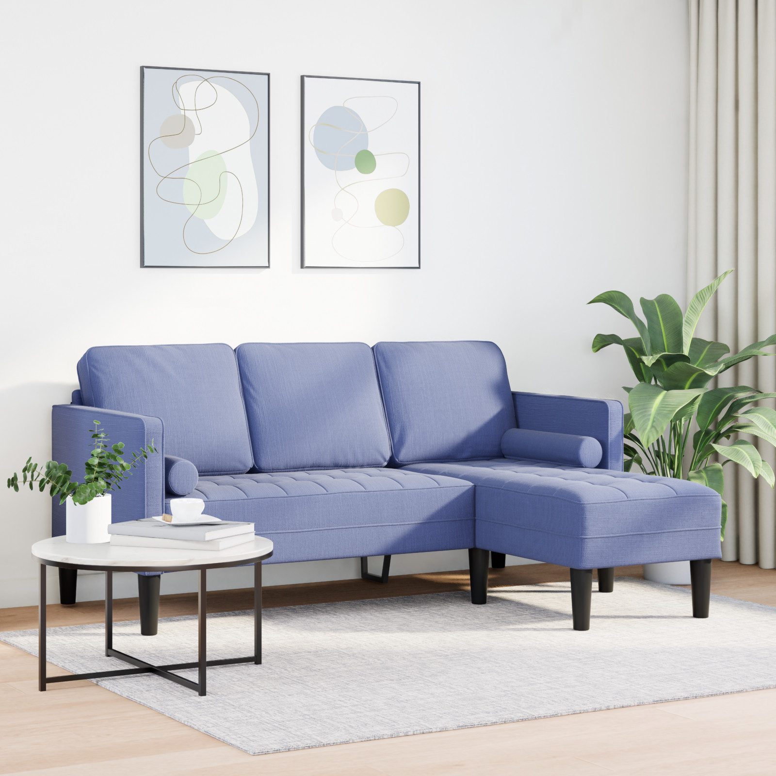 vidaXL Sofa Sofa 3-Sitzer L-Form Jeansblau günstig online kaufen