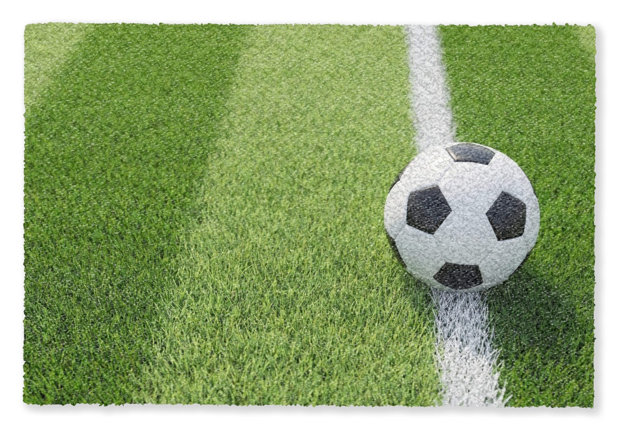 MuchoWow Fußmatte Fußball - Rasenplatz - Sport - Grün, Rechteckig, innen Schmutzfangmatte, Tür, Schmutzfänger Flur, Teppich 60x40 cm